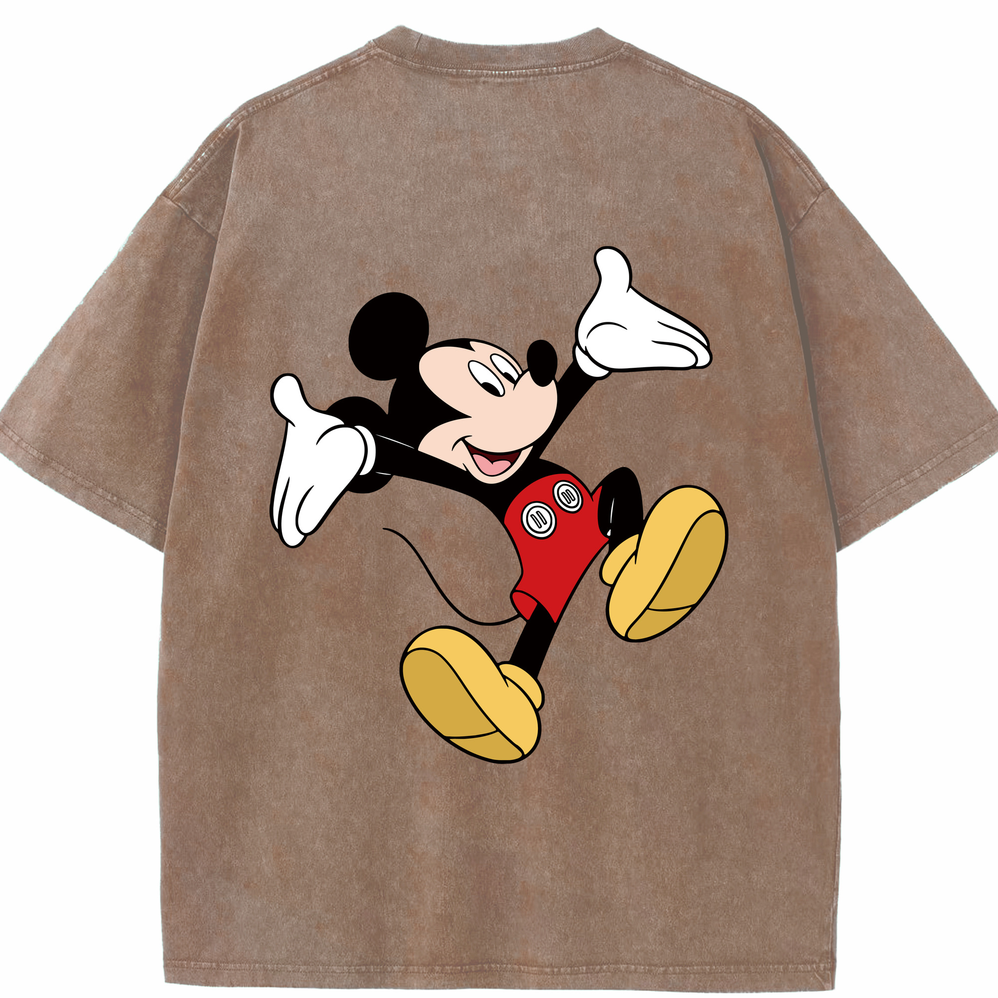 （画像用） ミッキーマウス Mickey Mouse 綿100% ヴィンテージ風 半袖Tシャツ（背面プリント）