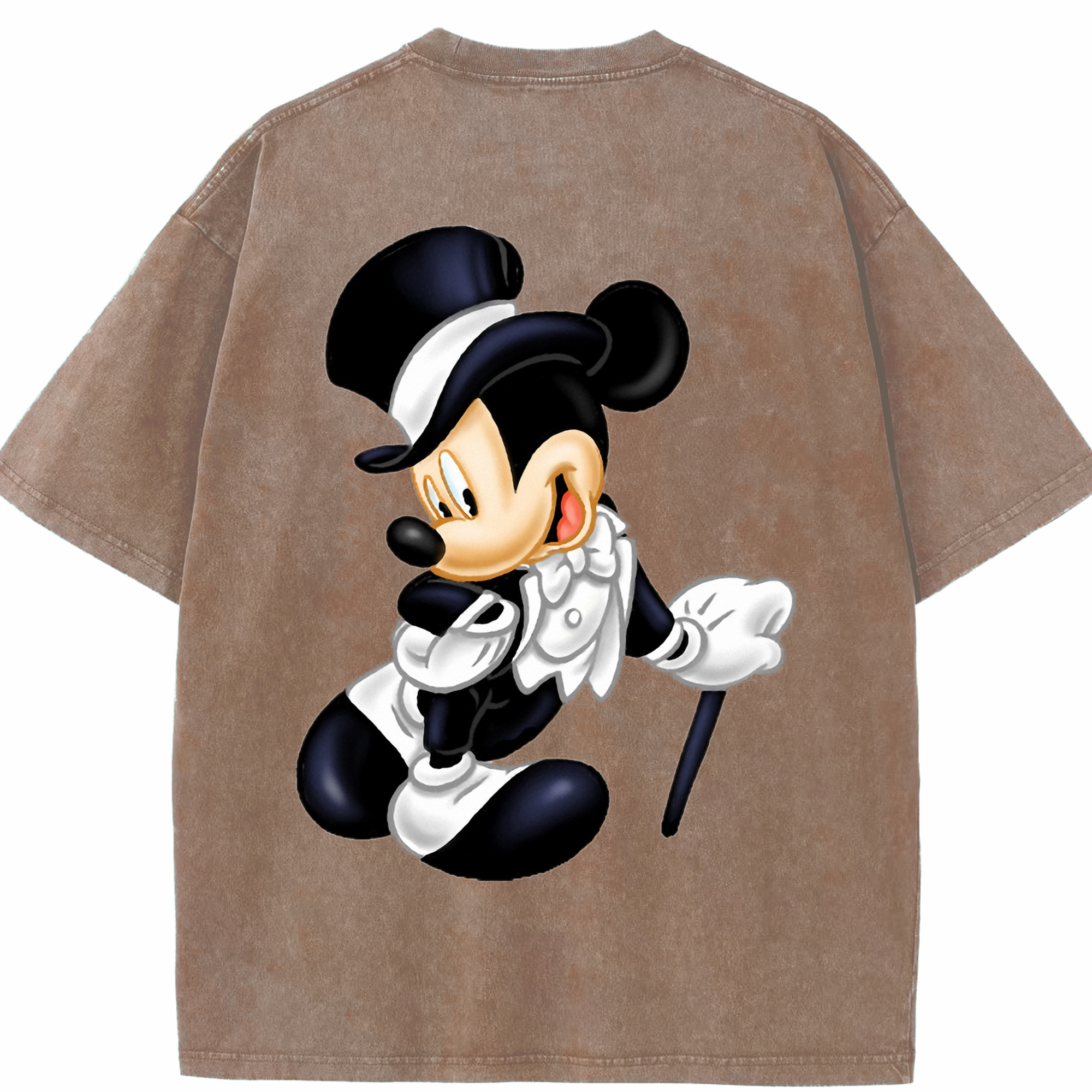 （画像用） ミッキーマウス Mickey Mouse 綿100% ヴィンテージ風 半袖Tシャツ（背面プリント）