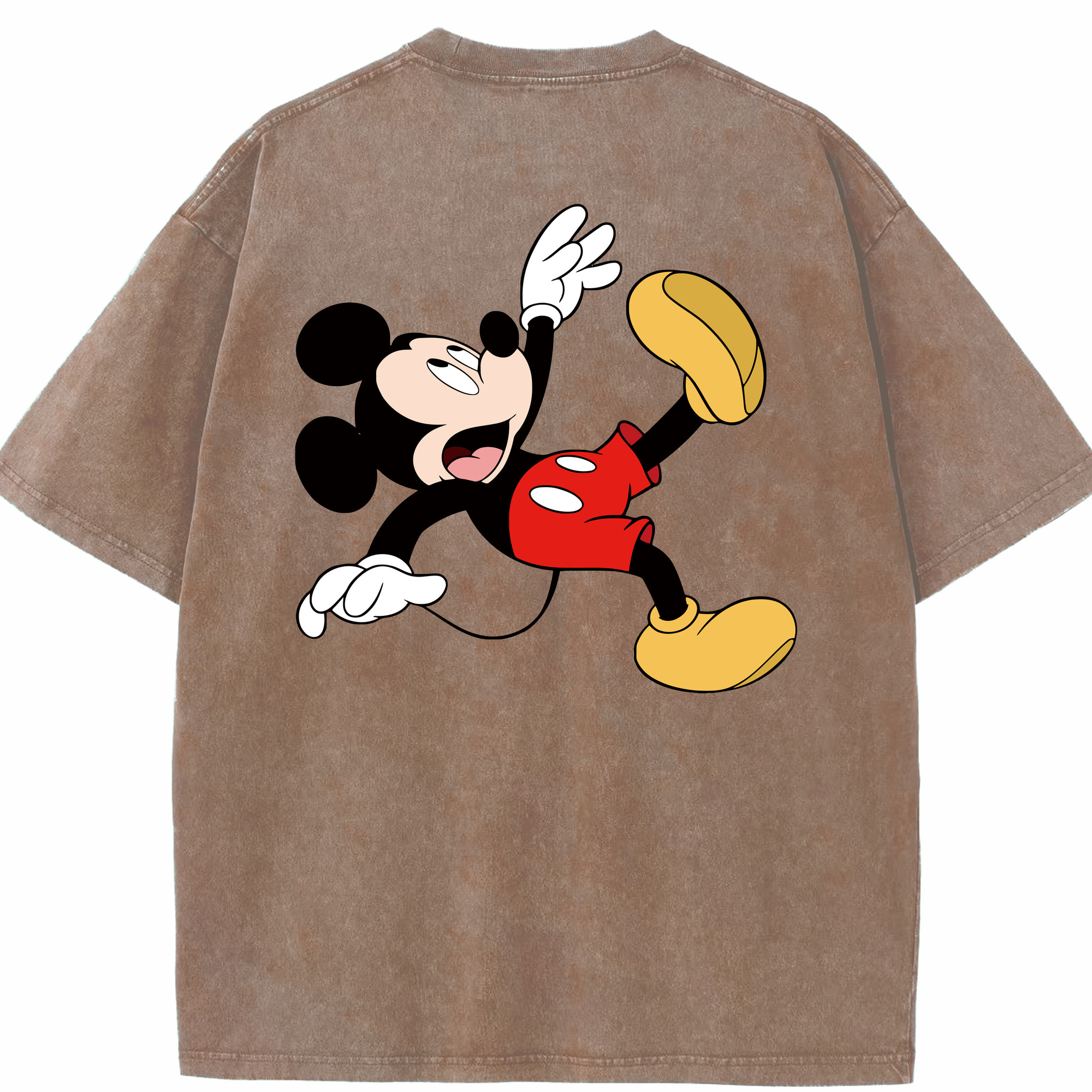 （画像用） ミッキーマウス Mickey Mouse 綿100% ヴィンテージ風 半袖Tシャツ（背面プリント）