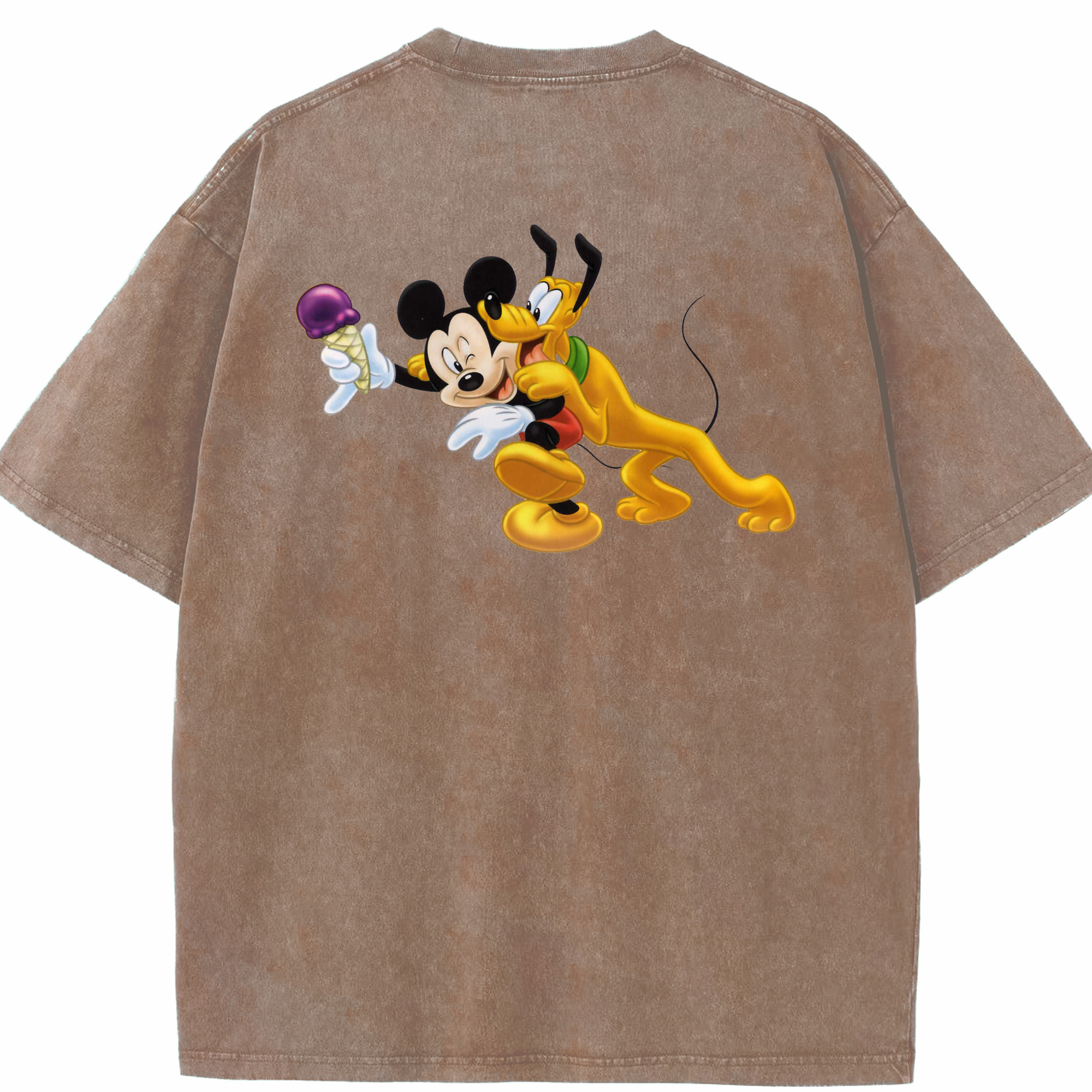 （画像用） ミッキーマウス Mickey Mouse 綿100% ヴィンテージ風 半袖Tシャツ（背面プリント）