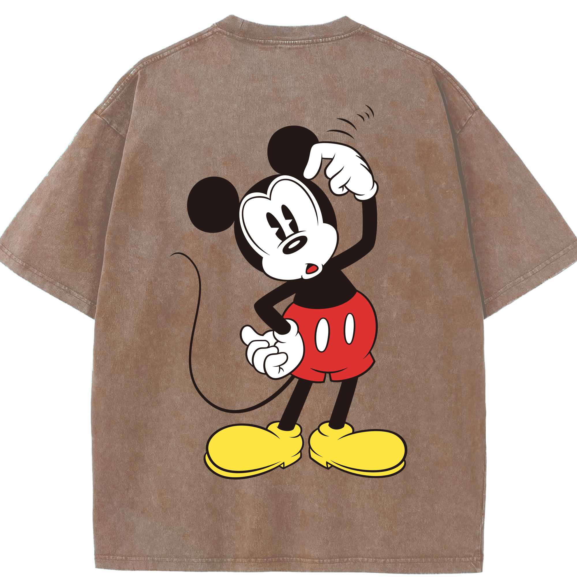 （画像用） ミッキーマウス Mickey Mouse 綿100% ヴィンテージ風 半袖Tシャツ（背面プリント）