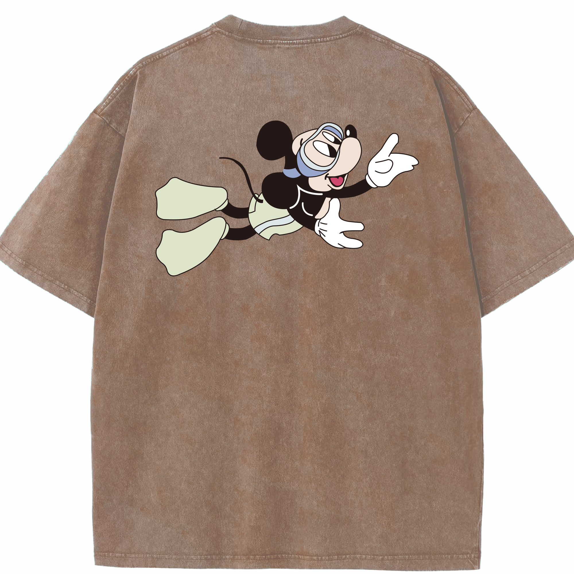 （画像用） ミッキーマウス Mickey Mouse 綿100% ヴィンテージ風 半袖Tシャツ（背面プリント）