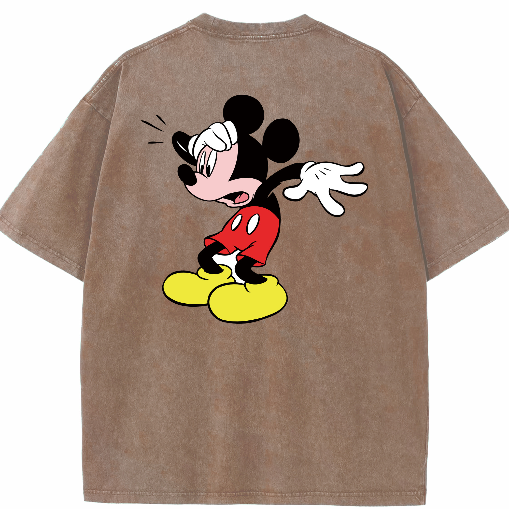 （画像用） ミッキーマウス Mickey Mouse 綿100% ヴィンテージ風 半袖Tシャツ（背面プリント）