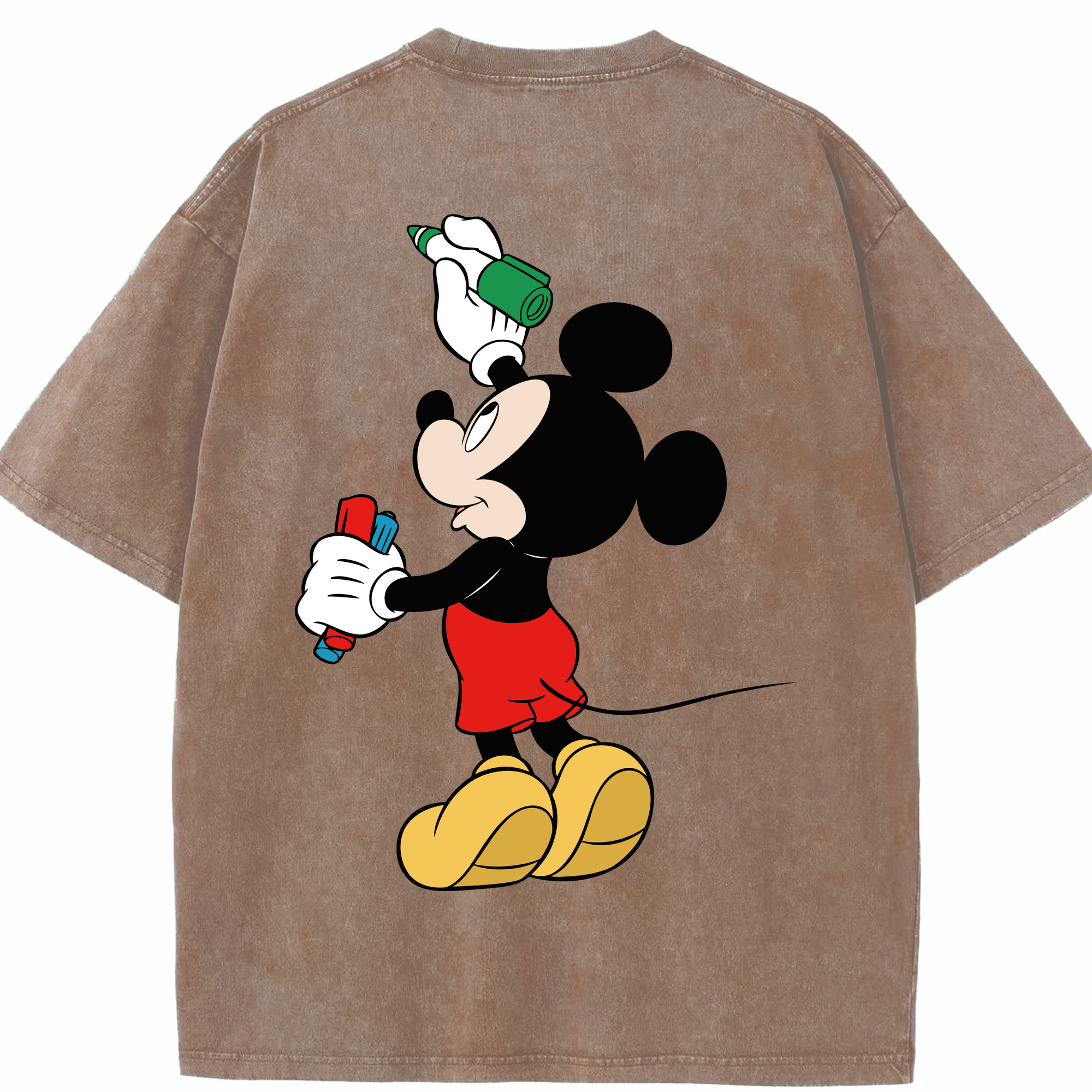 （画像用） ミッキーマウス Mickey Mouse 綿100% ヴィンテージ風 半袖Tシャツ（背面プリント）