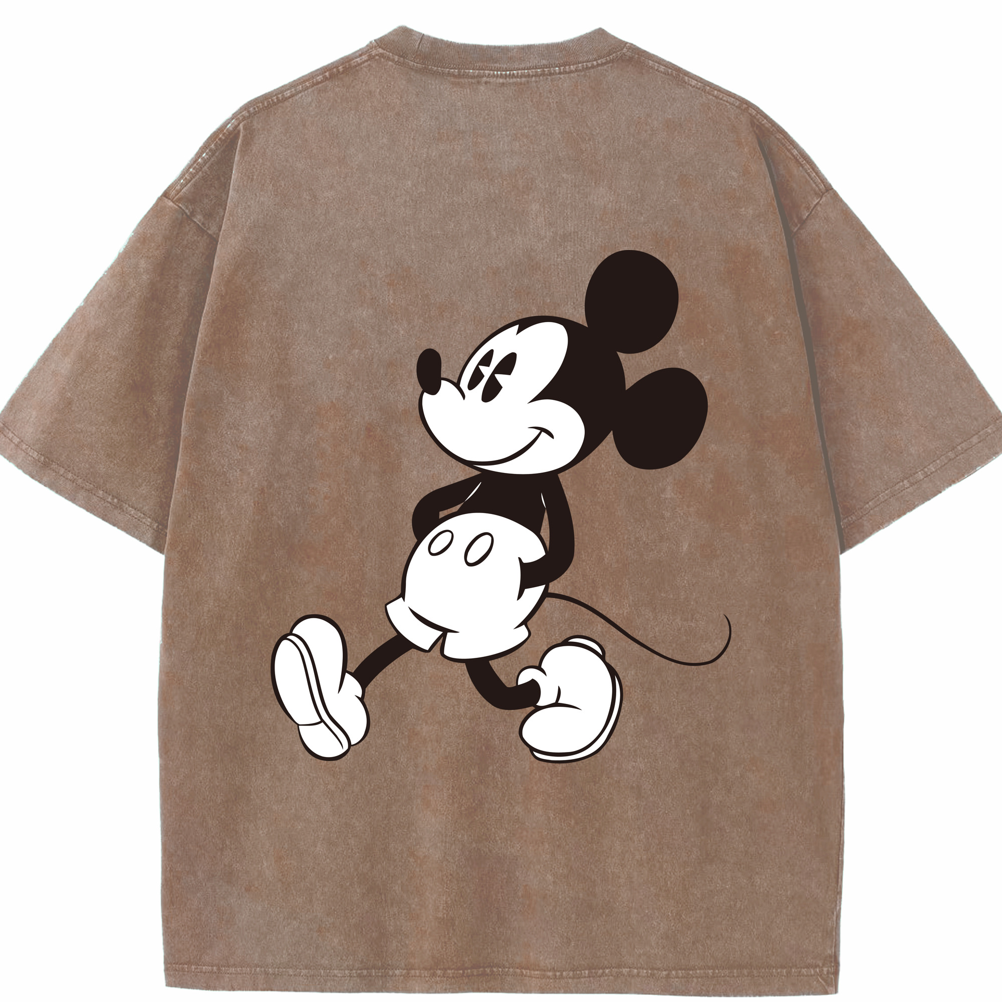 （画像用） ミッキーマウス Mickey Mouse 綿100% ヴィンテージ風 半袖Tシャツ（背面プリント）