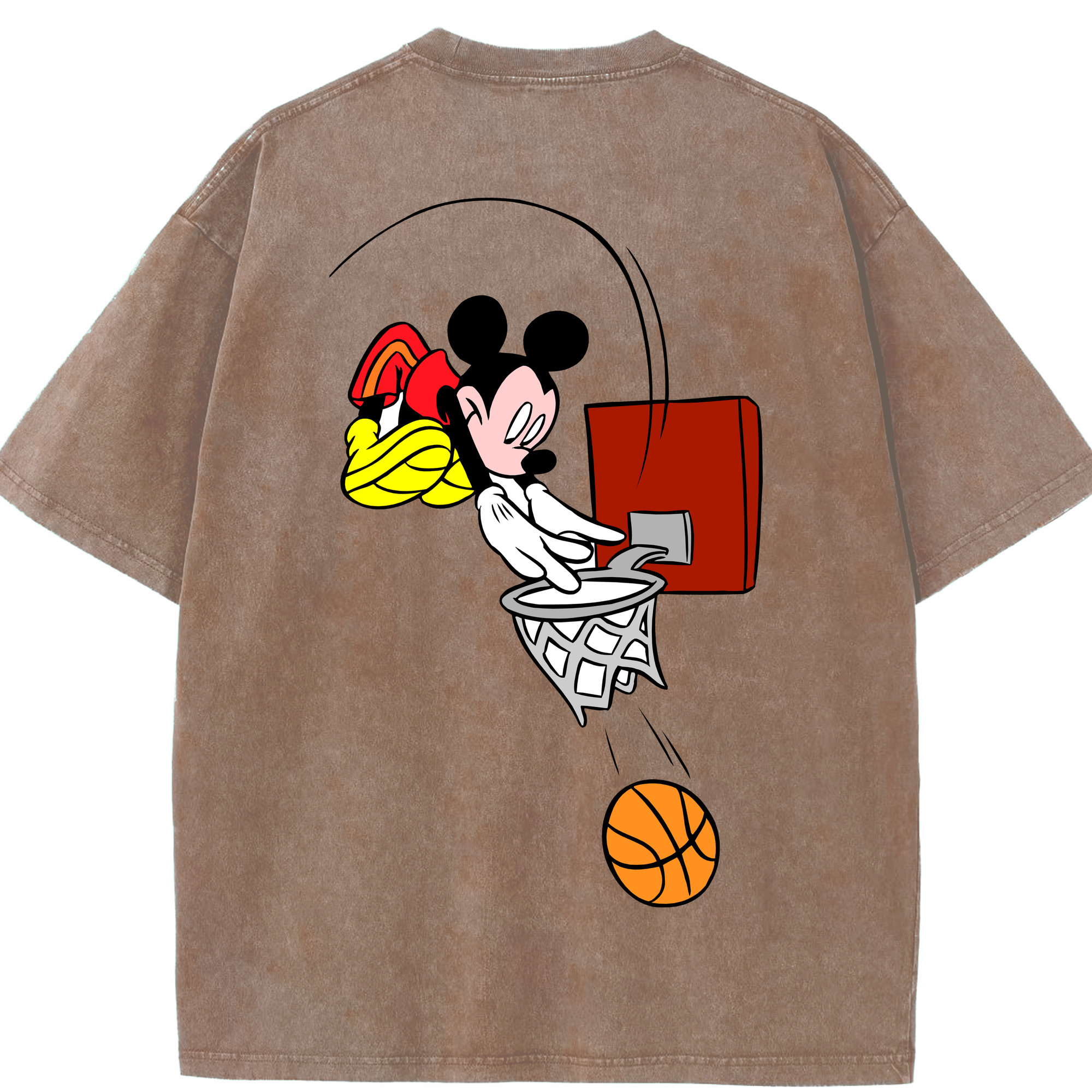 （画像用） ミッキーマウス Mickey Mouse 綿100% ヴィンテージ風 半袖Tシャツ（背面プリント）