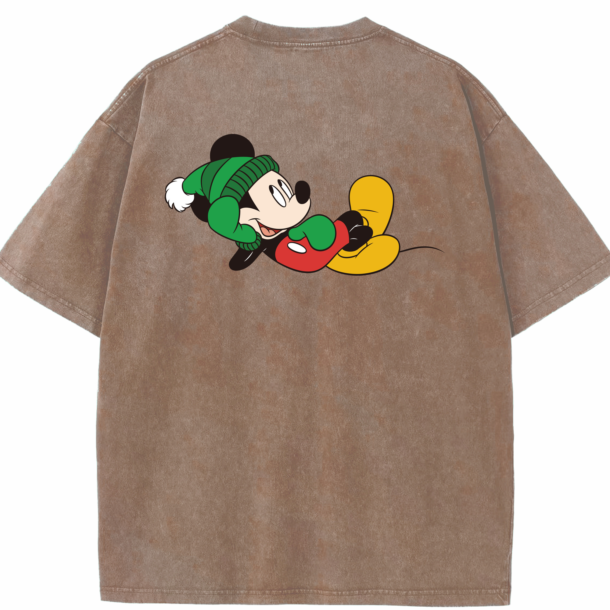 （画像用） ミッキーマウス Mickey Mouse 綿100% ヴィンテージ風 半袖Tシャツ（背面プリント）