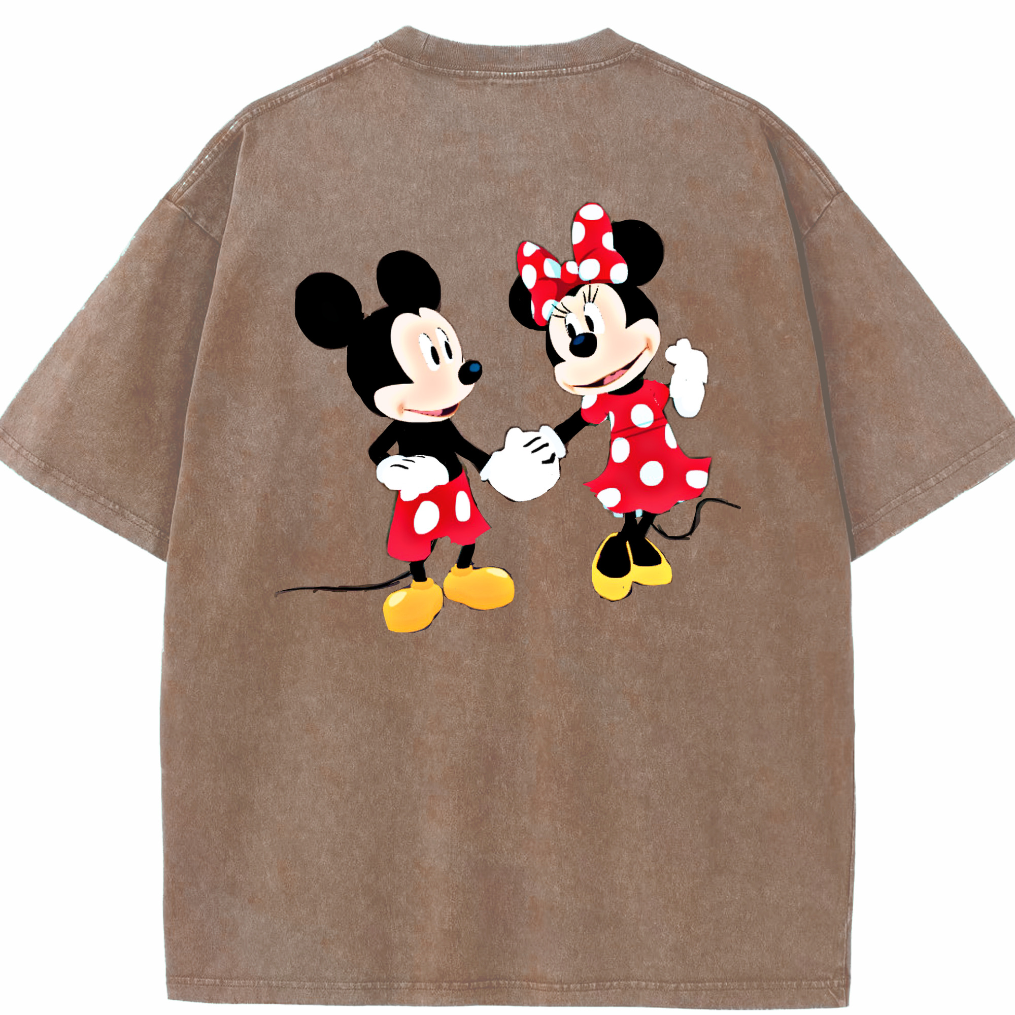 （画像用） ミッキーマウス Mickey Mouse 綿100% ヴィンテージ風 半袖Tシャツ（背面プリント）