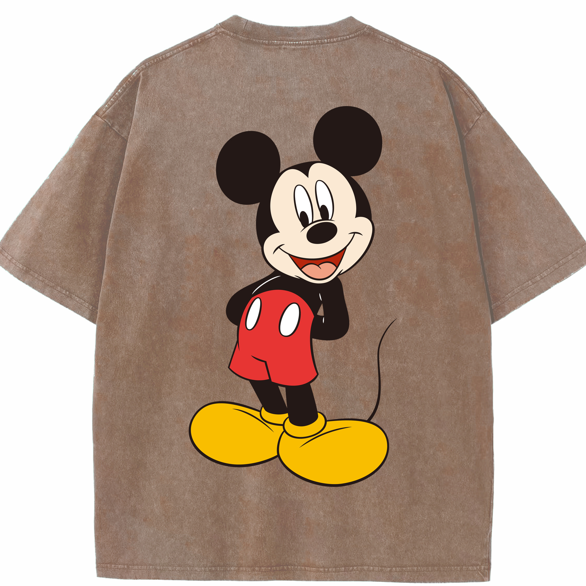 （画像用） ミッキーマウス Mickey Mouse 綿100% ヴィンテージ風 半袖Tシャツ（背面プリント）