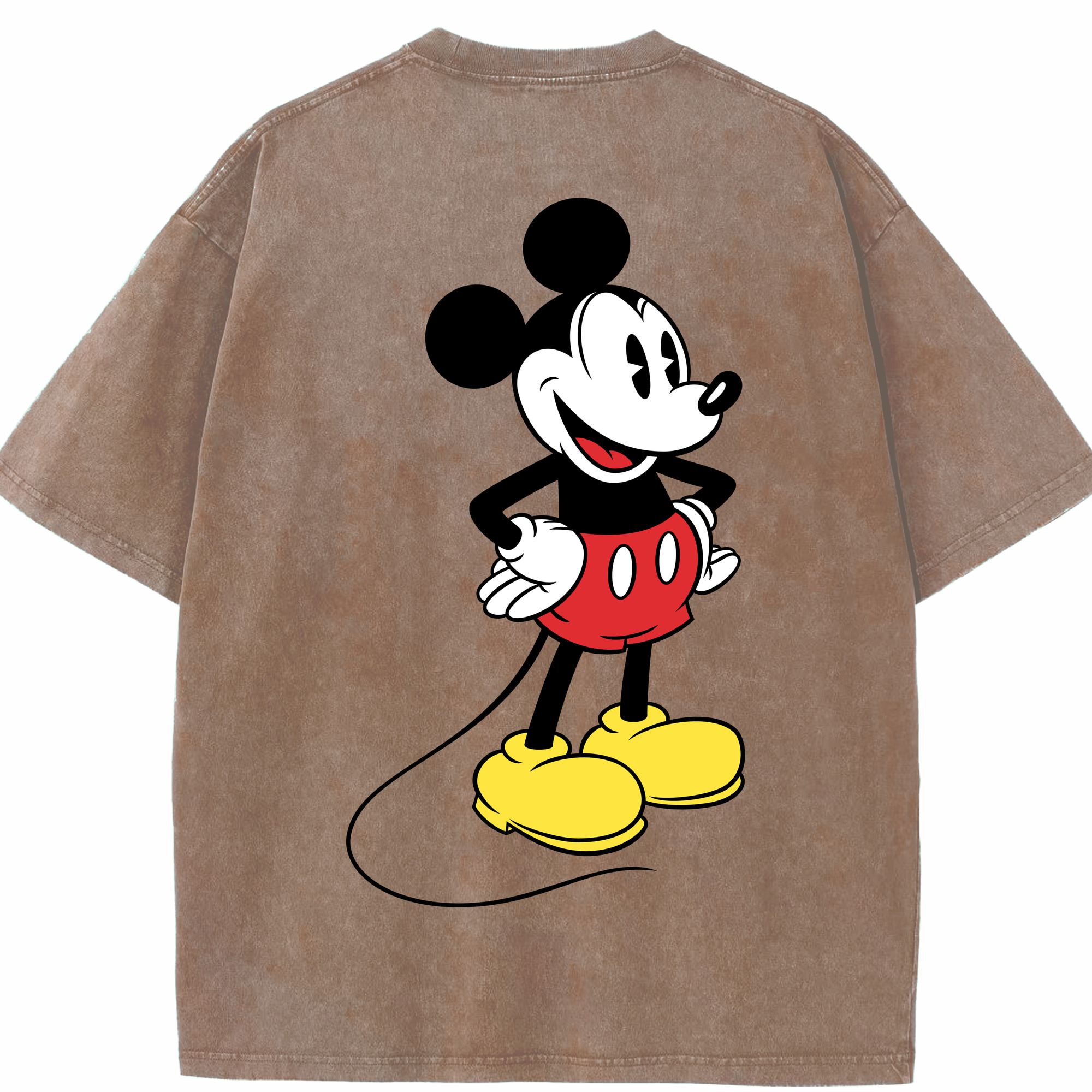 （画像用） ミッキーマウス Mickey Mouse 綿100% ヴィンテージ風 半袖Tシャツ（背面プリント）