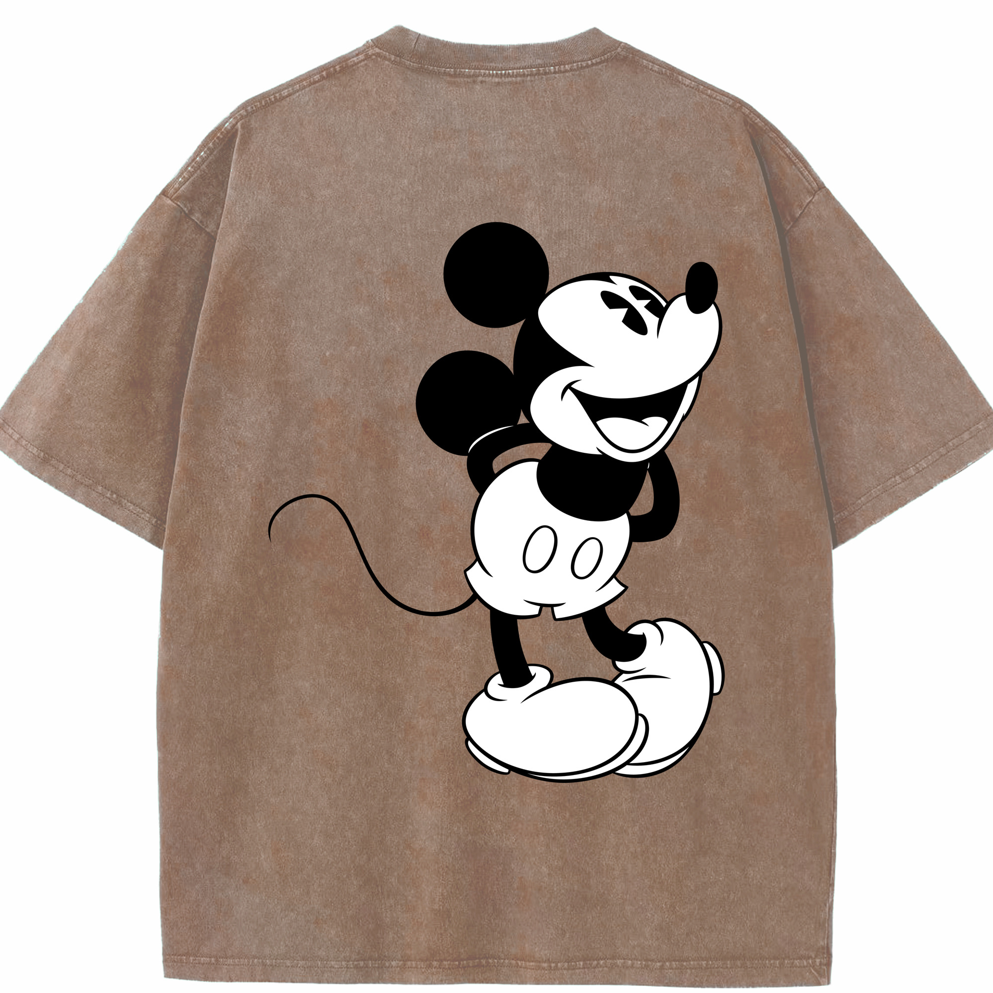 （画像用） ミッキーマウス Mickey Mouse 綿100% ヴィンテージ風 半袖Tシャツ（背面プリント）