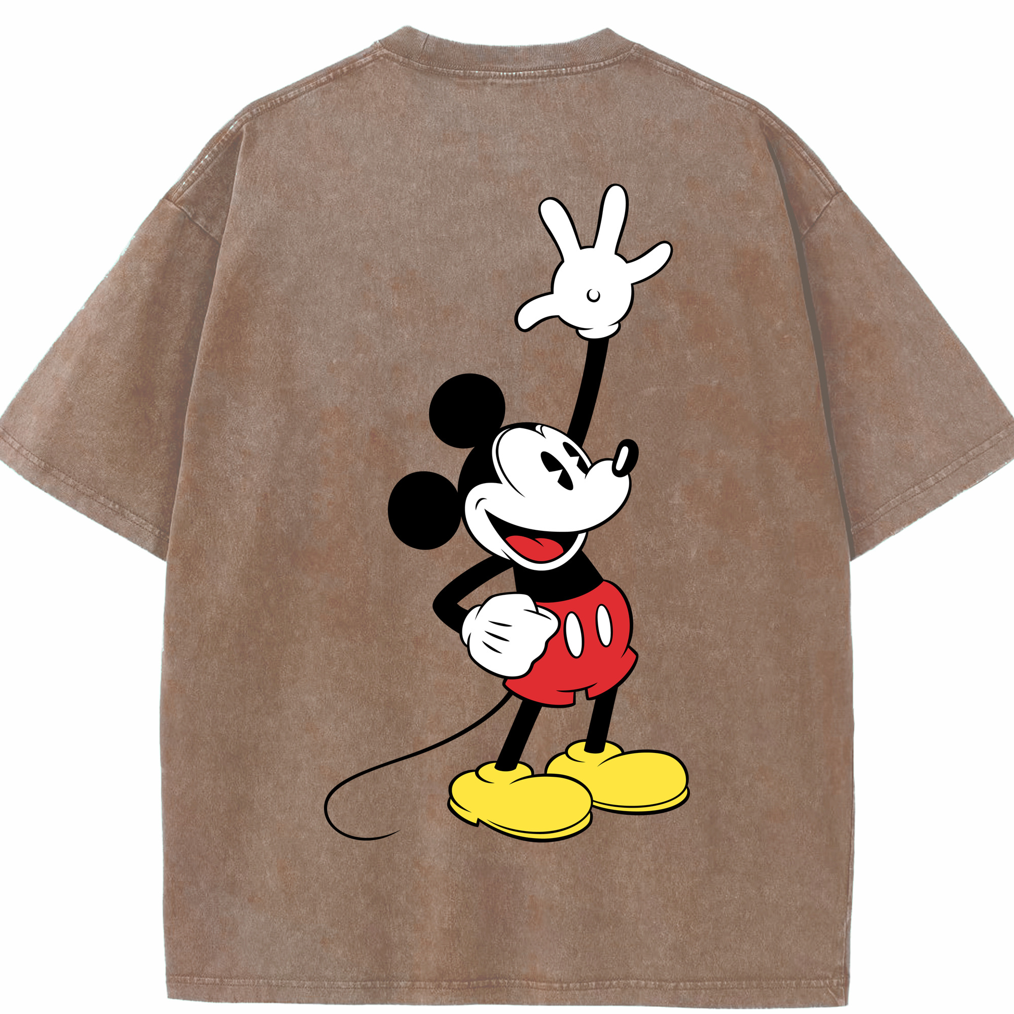 （画像用） ミッキーマウス Mickey Mouse 綿100% ヴィンテージ風 半袖Tシャツ（背面プリント）