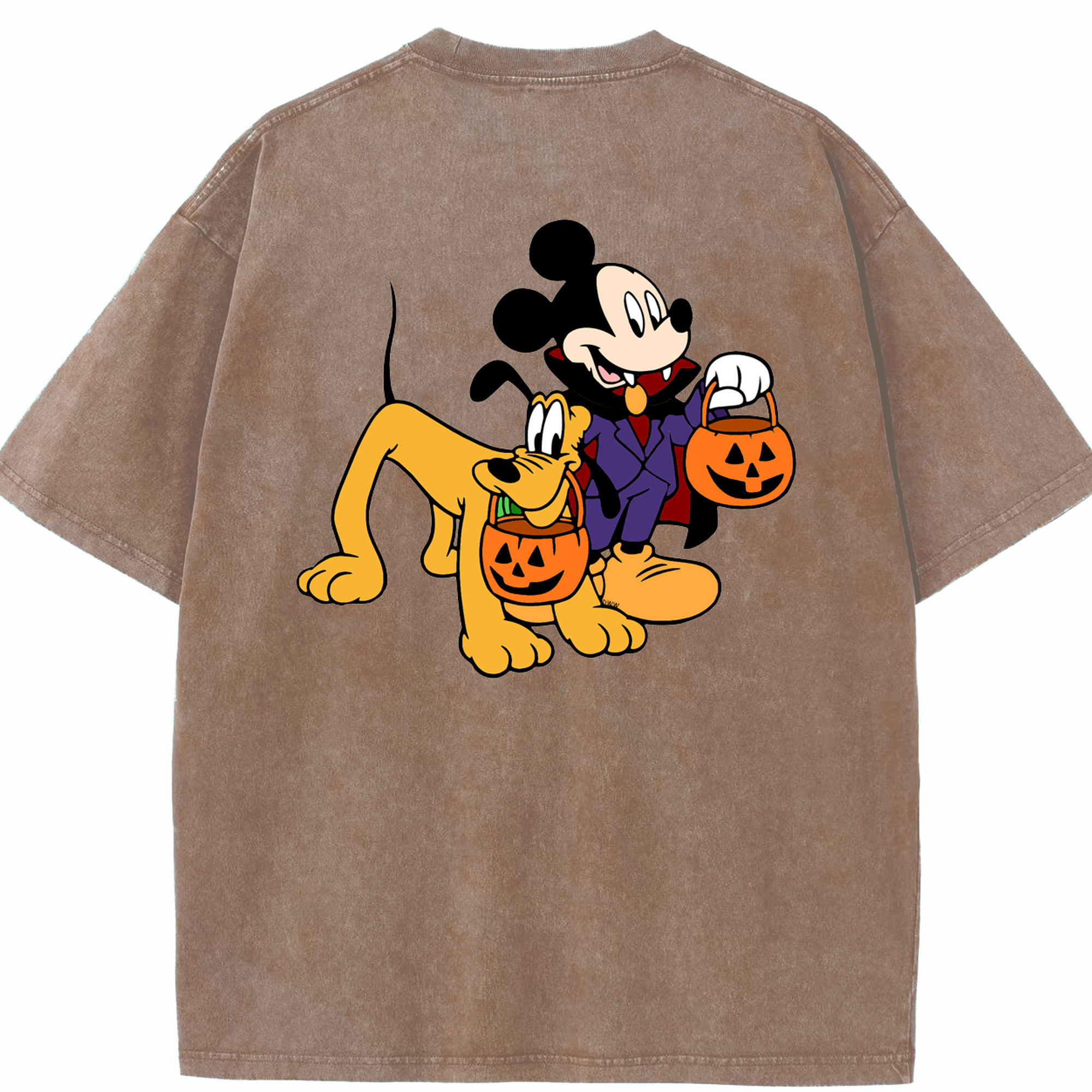 （画像用） ミッキーマウス Mickey Mouse 綿100% ヴィンテージ風 半袖Tシャツ（背面プリント）