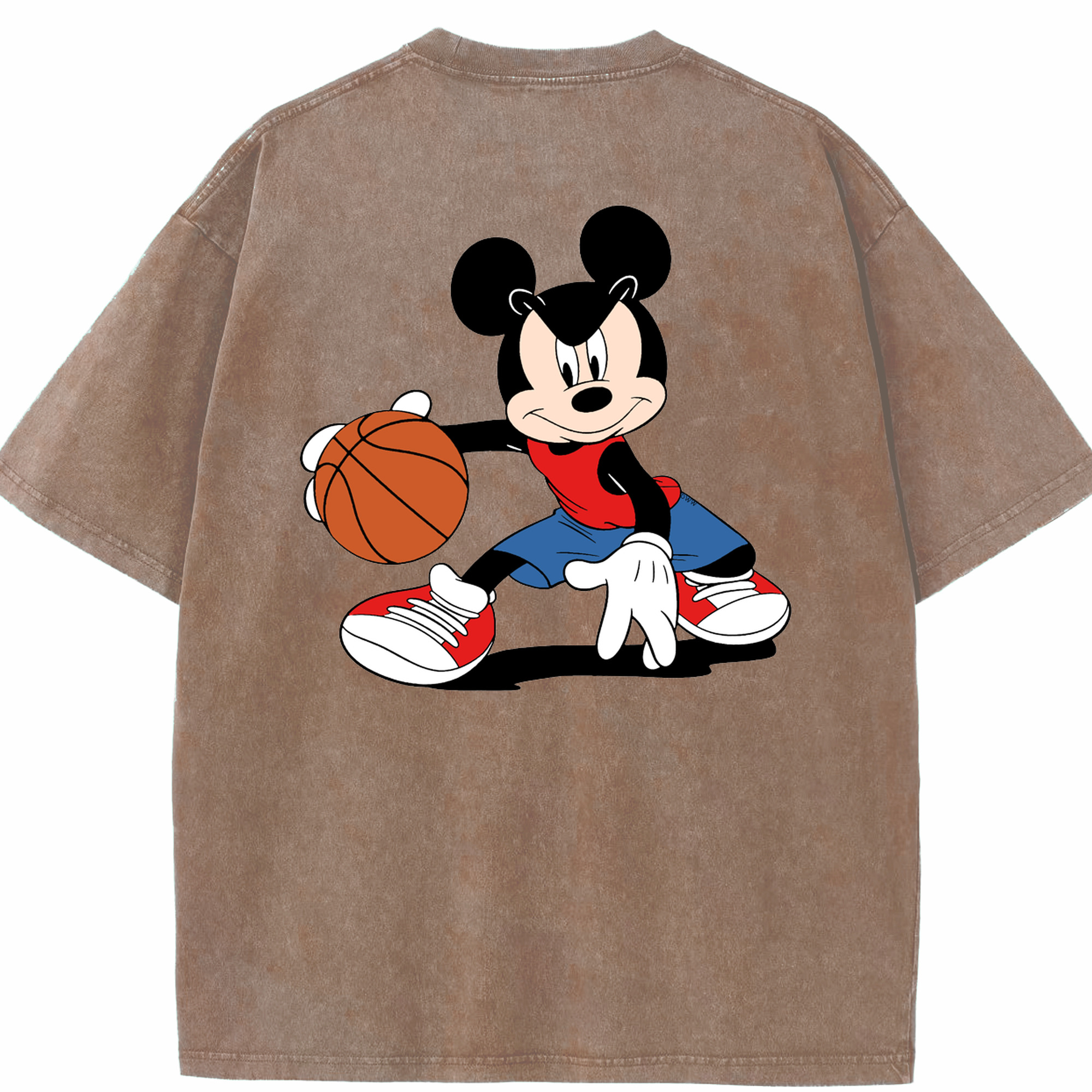（画像用） ミッキーマウス Mickey Mouse 綿100% ヴィンテージ風 半袖Tシャツ（背面プリント）