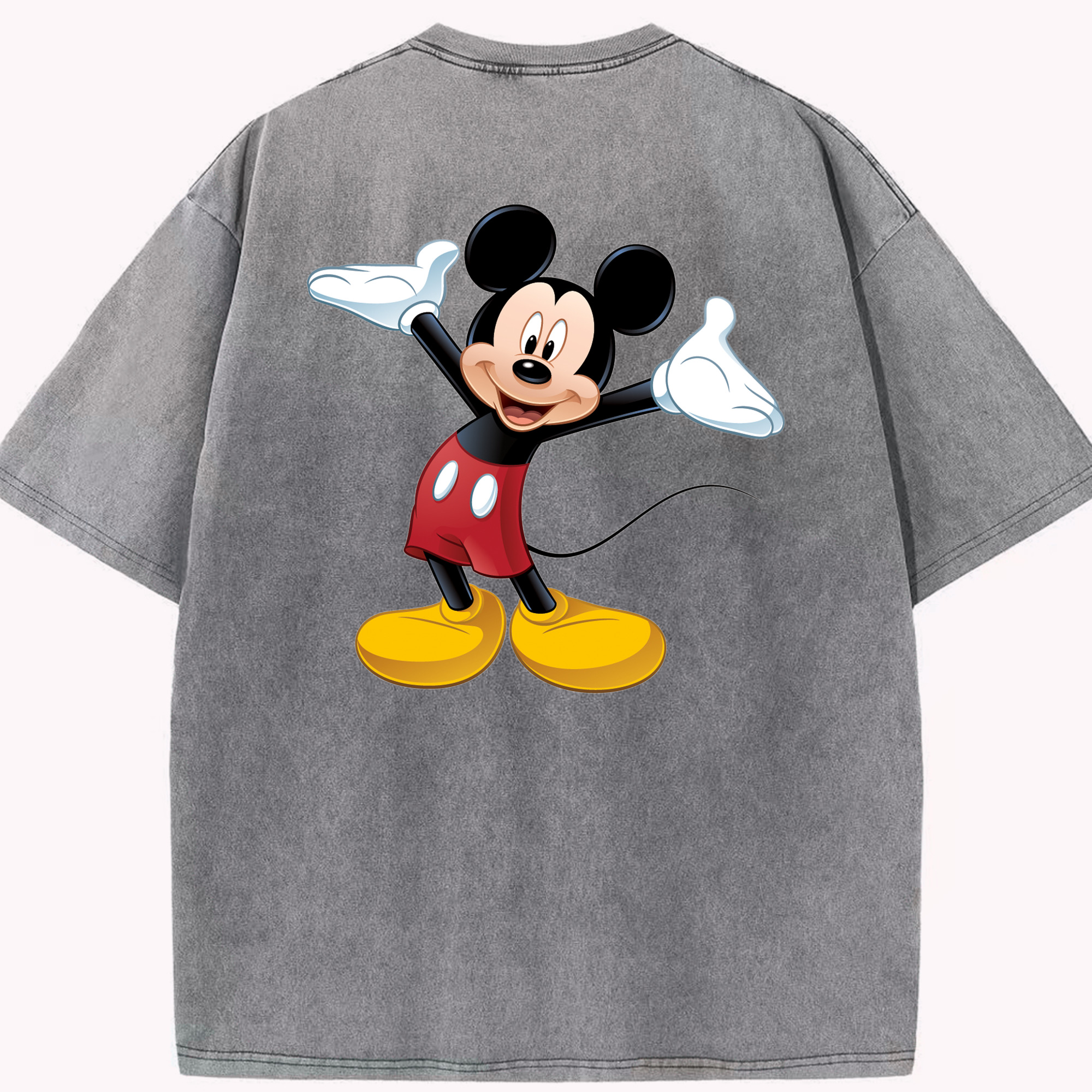 （画像用） ミッキーマウス Mickey Mouse 綿100% ヴィンテージ風 半袖Tシャツ（背面プリント）