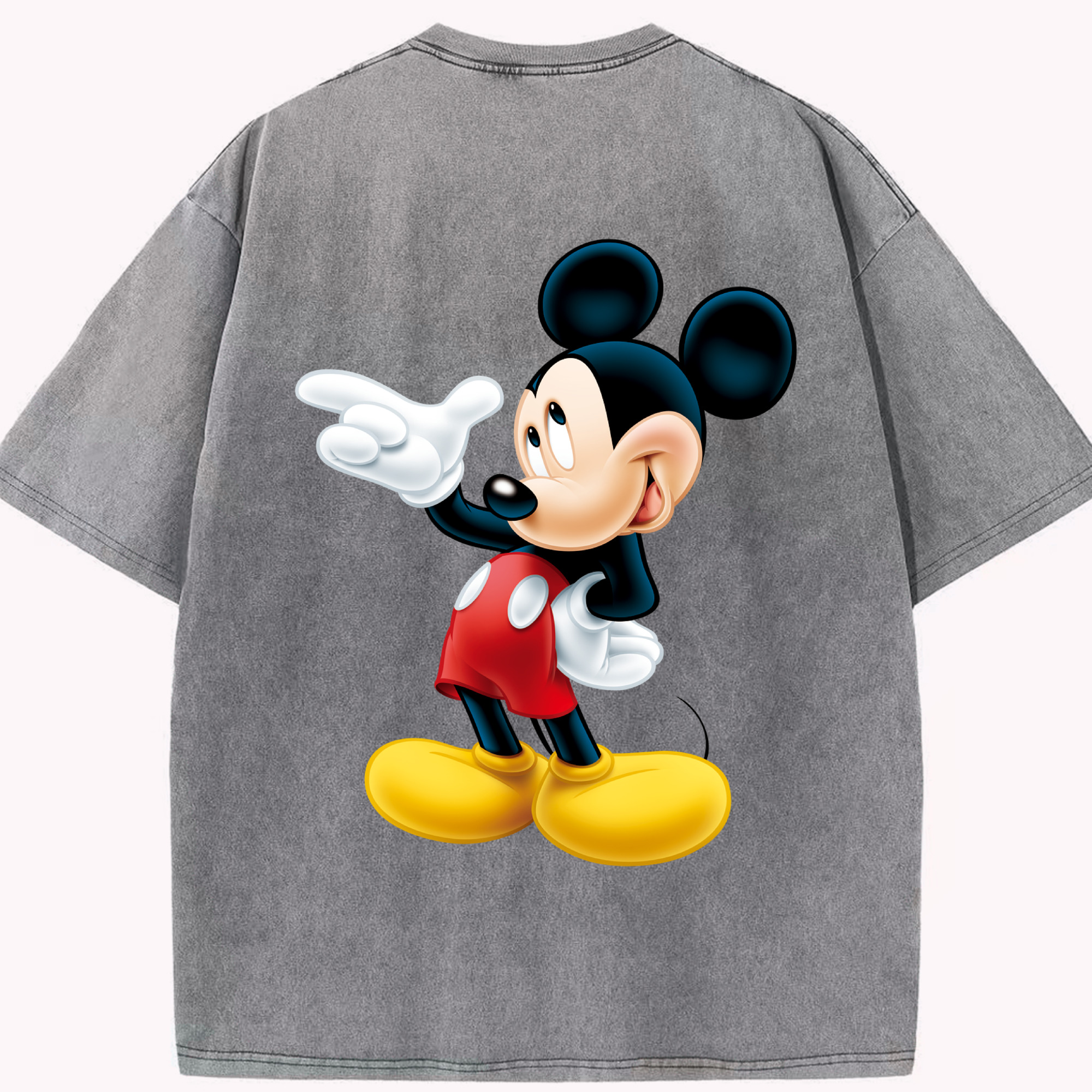 （画像用） ミッキーマウス Mickey Mouse 綿100% ヴィンテージ風 半袖Tシャツ（背面プリント）