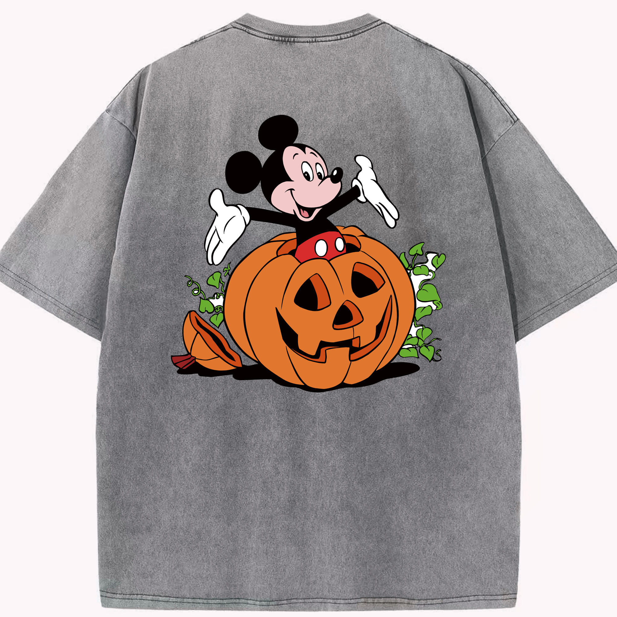 （画像用） ミッキーマウス Mickey Mouse 綿100% ヴィンテージ風 半袖Tシャツ（背面プリント）