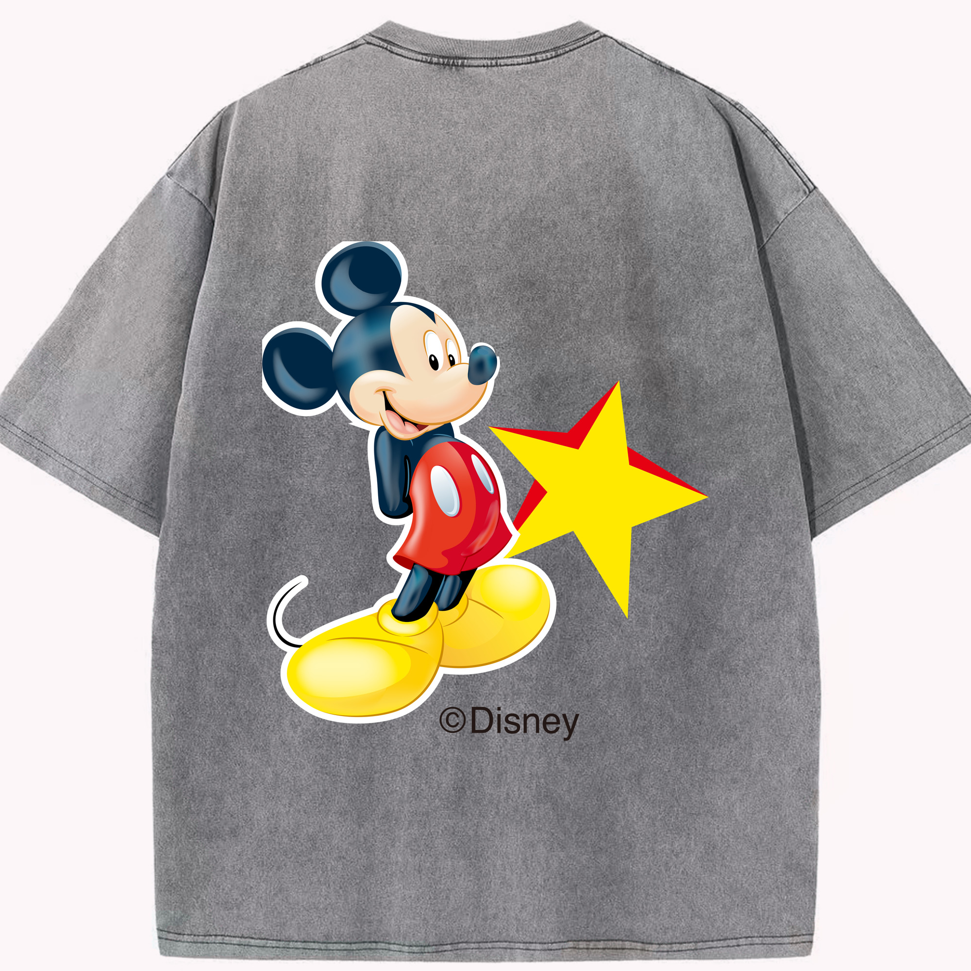 （画像用） ミッキーマウス Mickey Mouse 綿100% ヴィンテージ風 半袖Tシャツ（背面プリント）