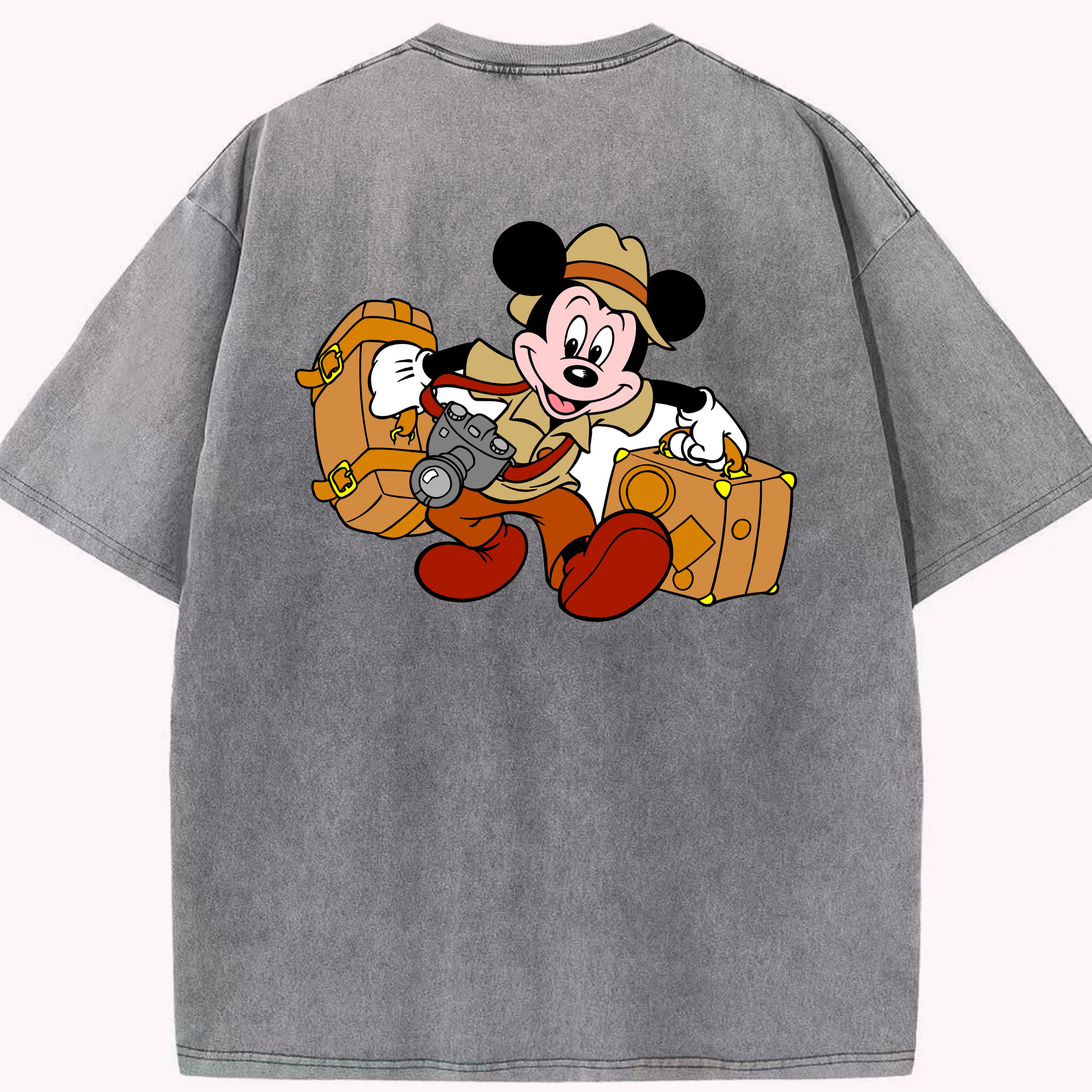 （画像用） ミッキーマウス Mickey Mouse 綿100% ヴィンテージ風 半袖Tシャツ（背面プリント）