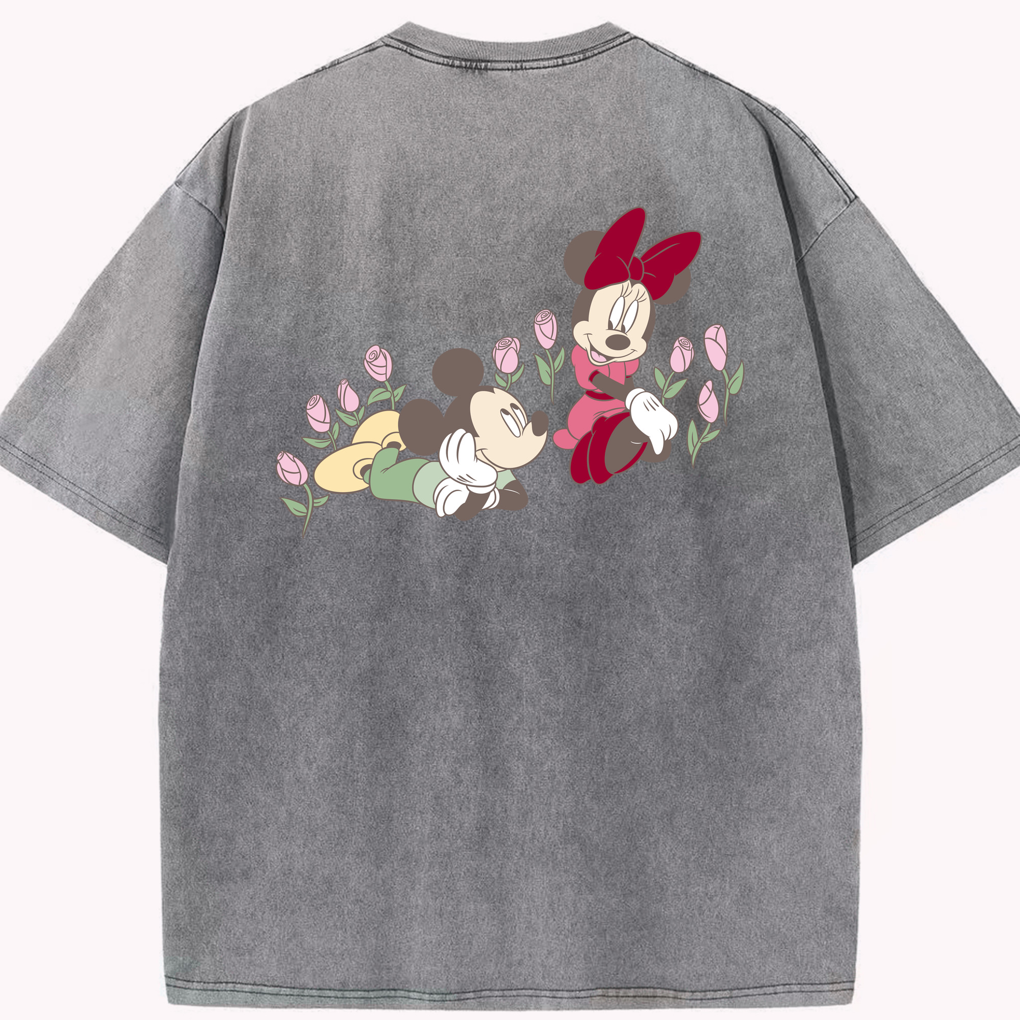 （画像用） ミッキーマウス Mickey Mouse 綿100% ヴィンテージ風 半袖Tシャツ（背面プリント）