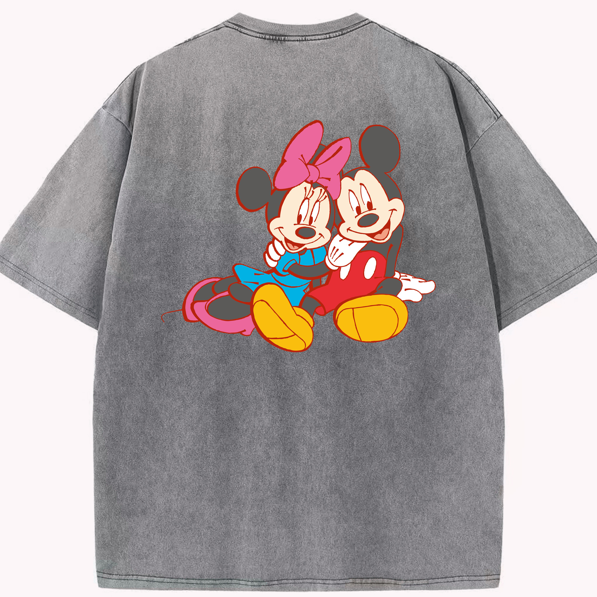 （画像用） ミッキーマウス Mickey Mouse 綿100% ヴィンテージ風 半袖Tシャツ（背面プリント）