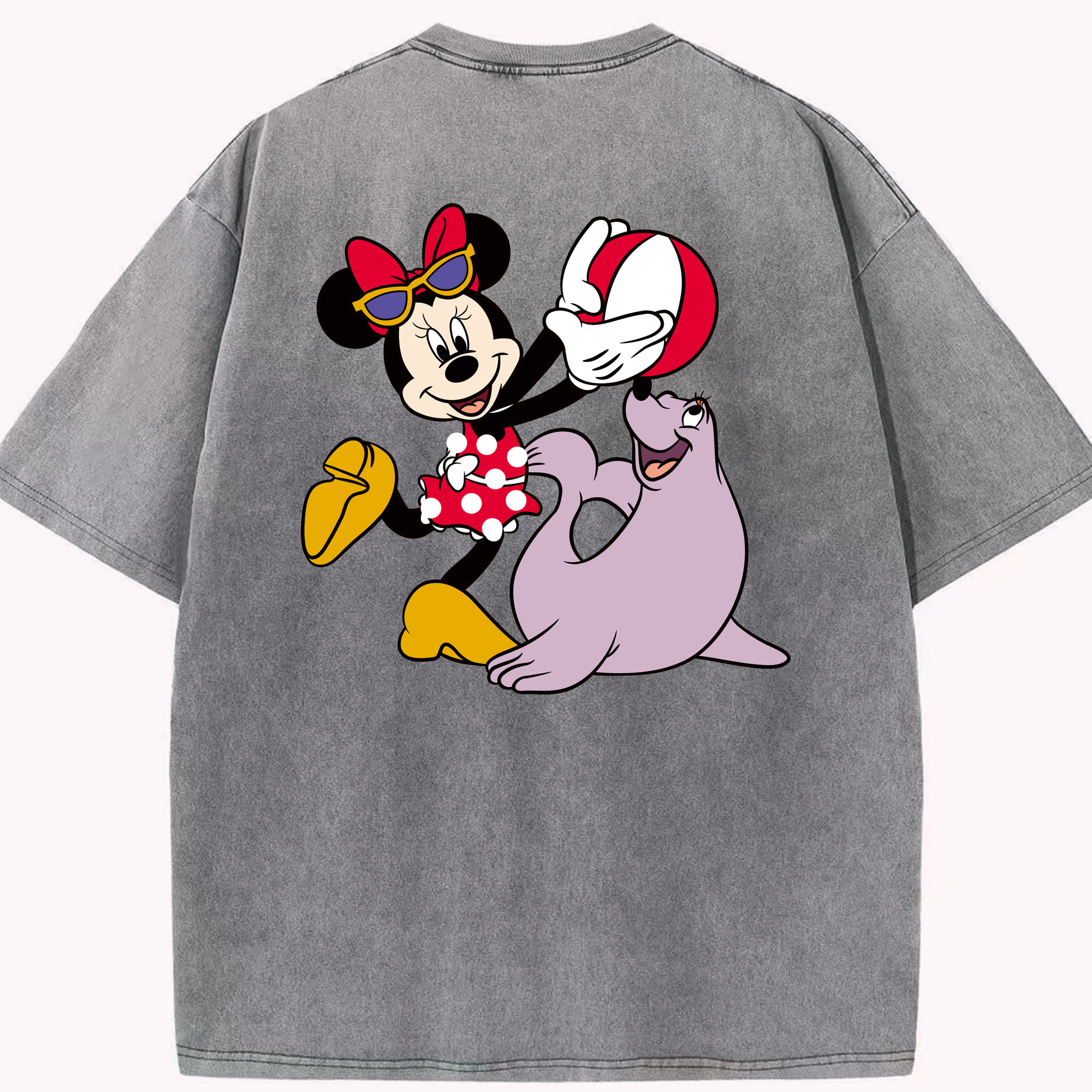 （画像用） ミッキーマウス Mickey Mouse 綿100% ヴィンテージ風 半袖Tシャツ（背面プリント）