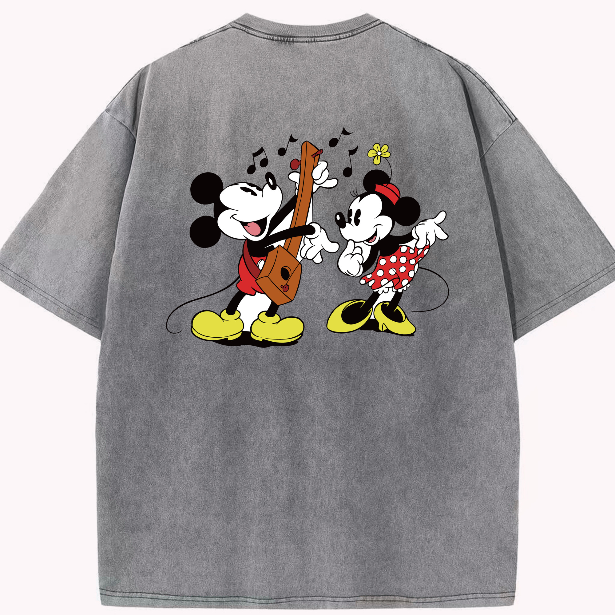 （画像用） ミッキーマウス Mickey Mouse 綿100% ヴィンテージ風 半袖Tシャツ（背面プリント）
