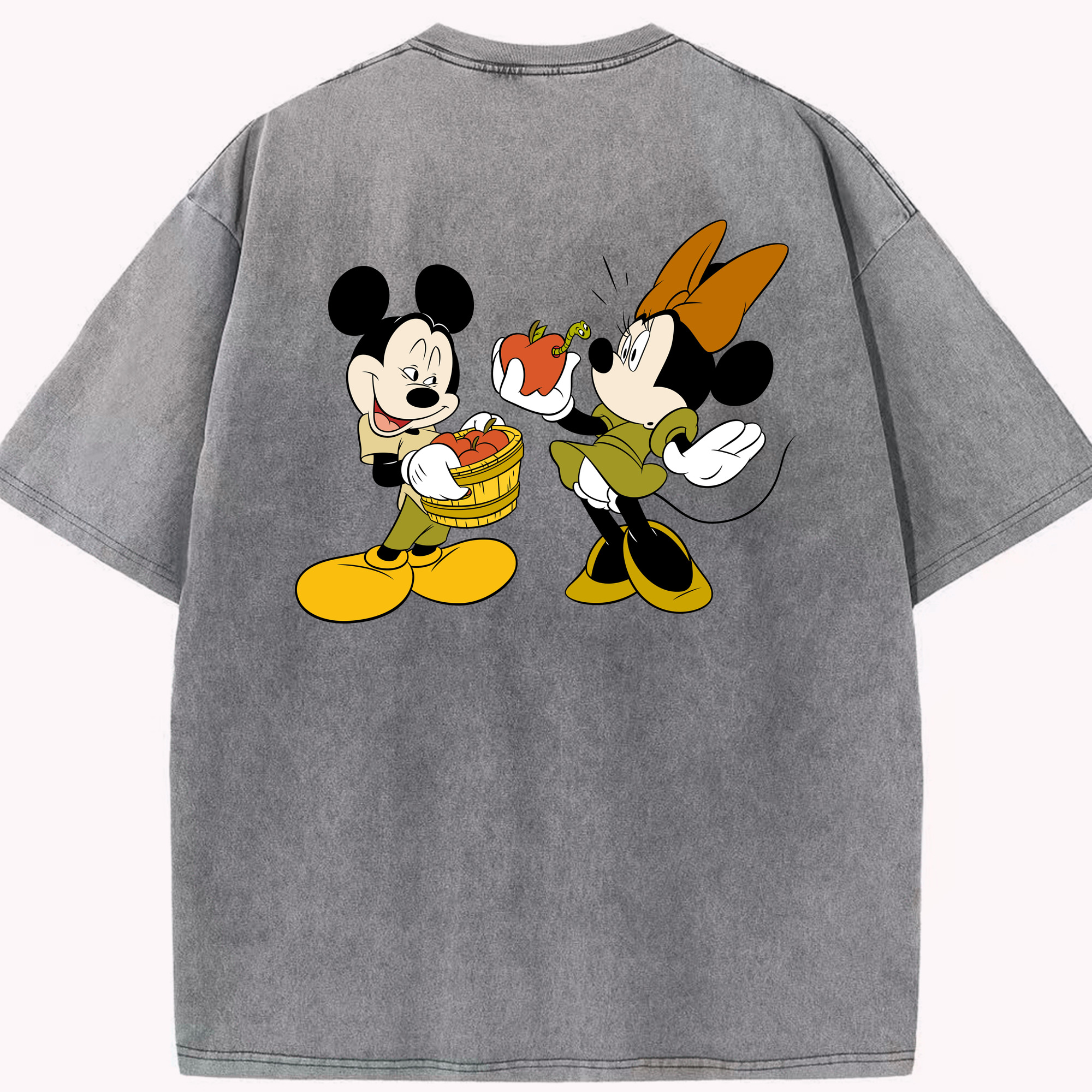 （画像用） ミッキーマウス Mickey Mouse 綿100% ヴィンテージ風 半袖Tシャツ（背面プリント）