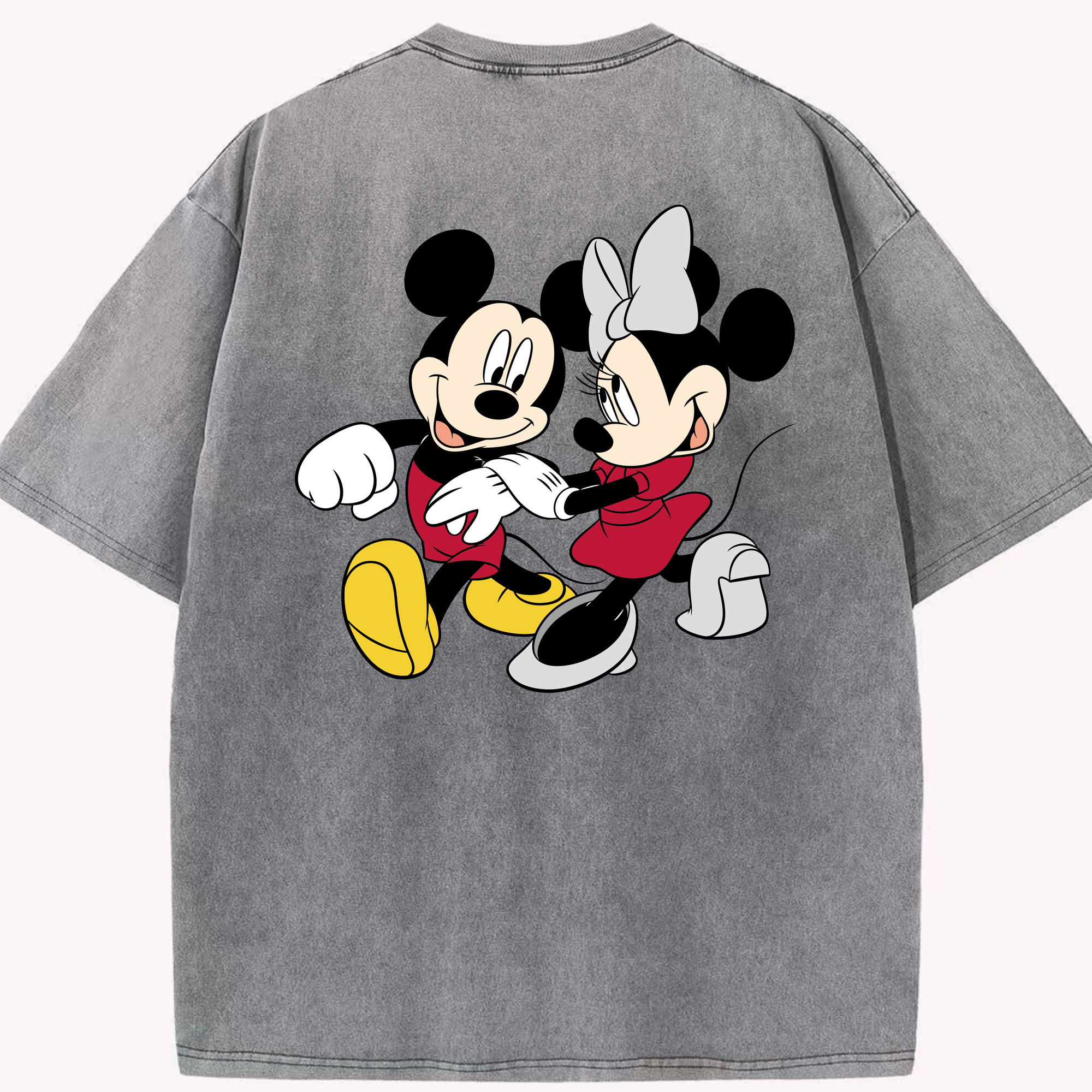 （画像用） ミッキーマウス Mickey Mouse 綿100% ヴィンテージ風 半袖Tシャツ（背面プリント）