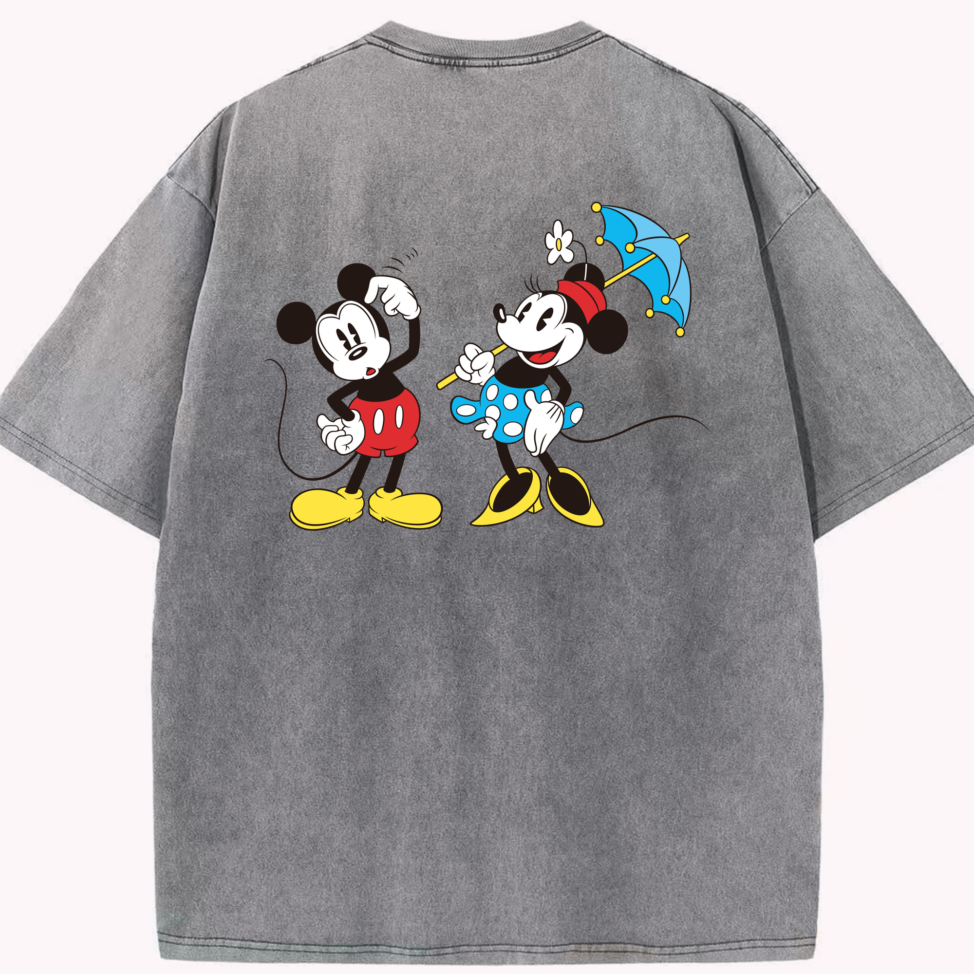 （画像用） ミッキーマウス Mickey Mouse 綿100% ヴィンテージ風 半袖Tシャツ（背面プリント）
