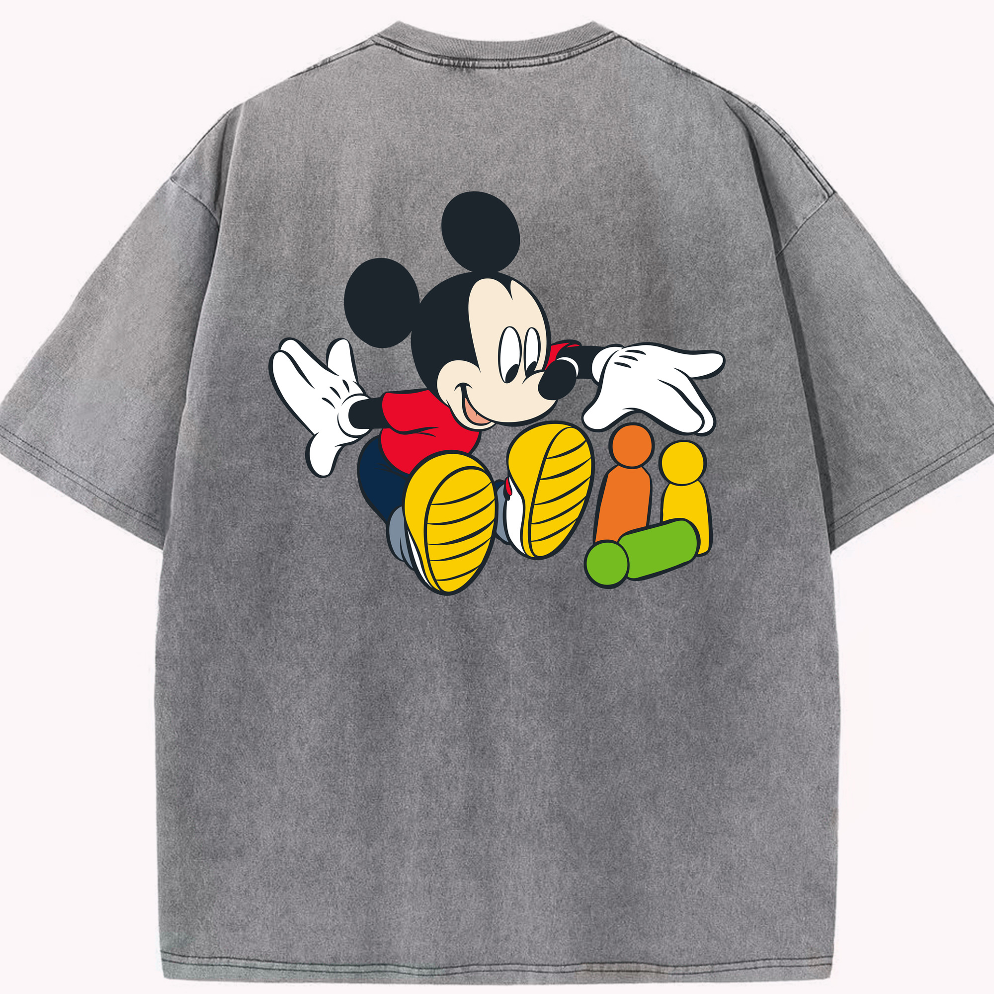 （画像用） ミッキーマウス Mickey Mouse 綿100% ヴィンテージ風 半袖Tシャツ（背面プリント）