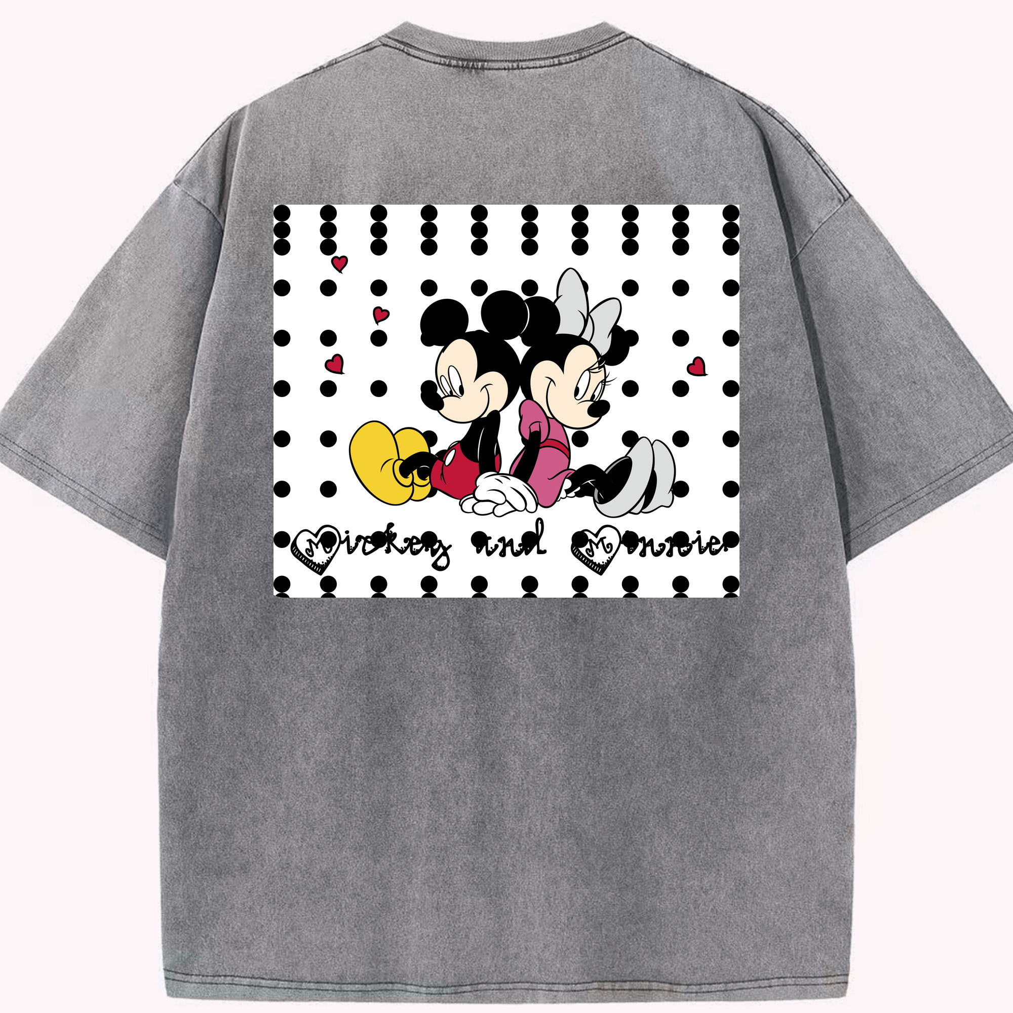 （画像用） ミッキーマウス Mickey Mouse 綿100% ヴィンテージ風 半袖Tシャツ（背面プリント）