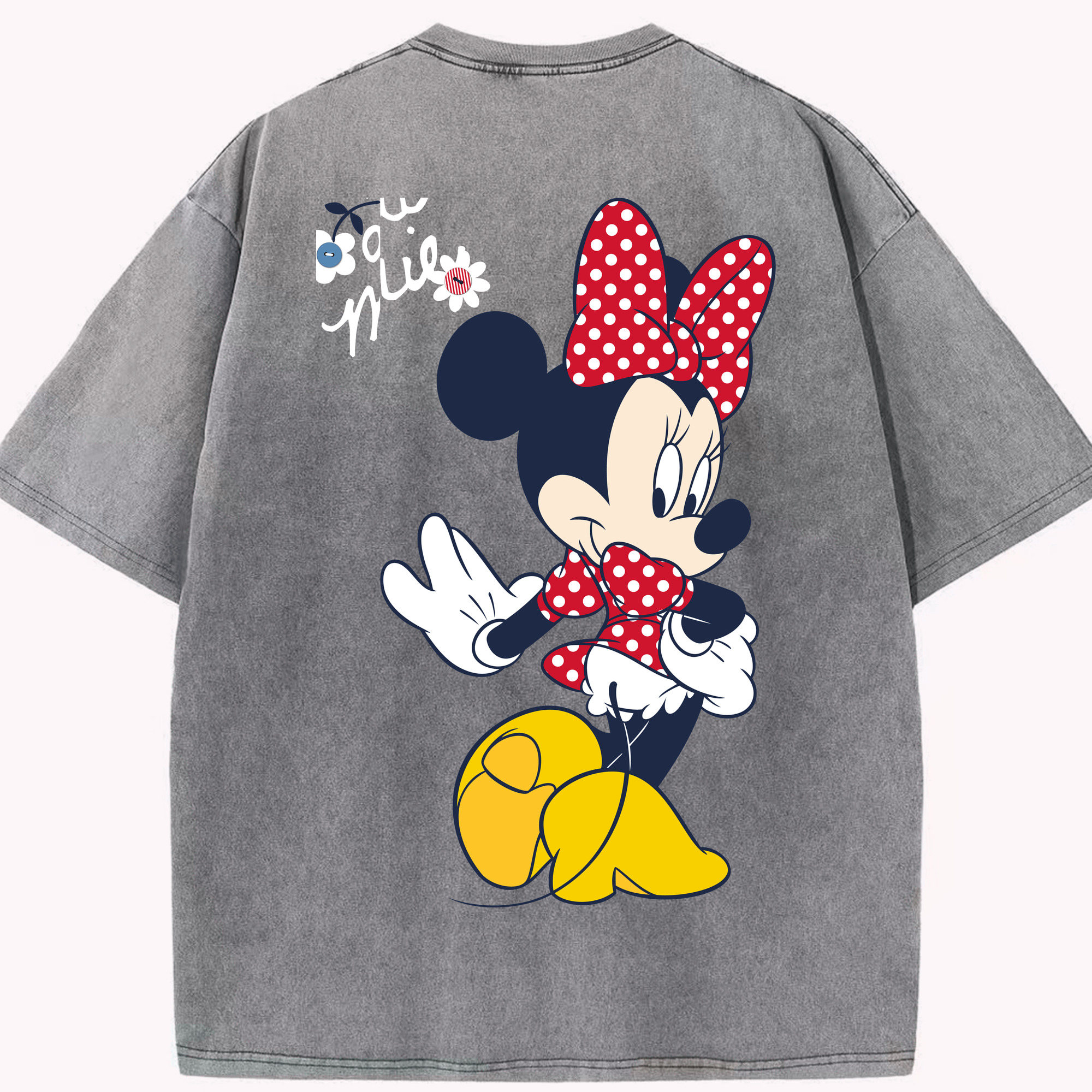 （画像用） ミッキーマウス Mickey Mouse 綿100% ヴィンテージ風 半袖Tシャツ（背面プリント）