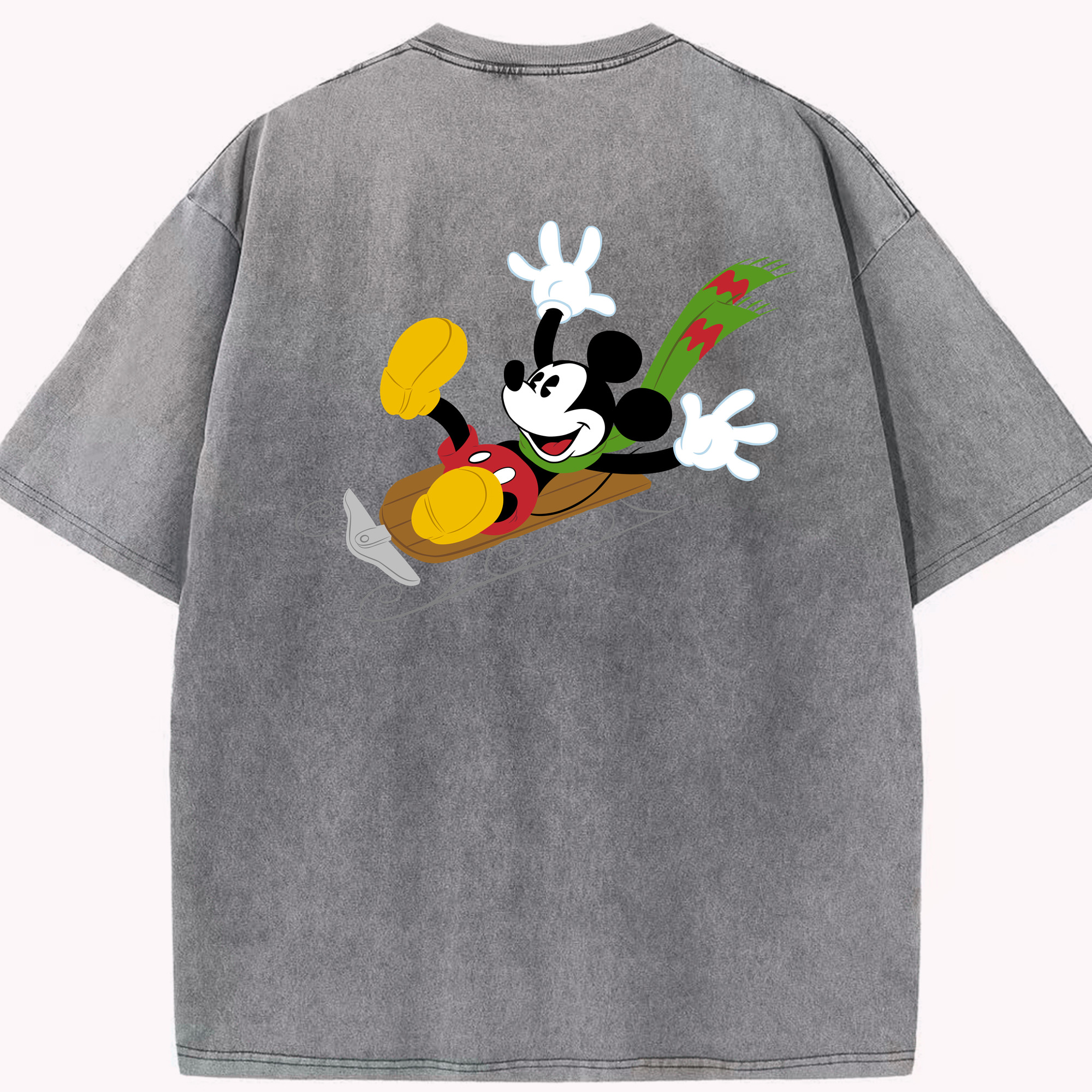 （画像用） ミッキーマウス Mickey Mouse 綿100% ヴィンテージ風 半袖Tシャツ（背面プリント）