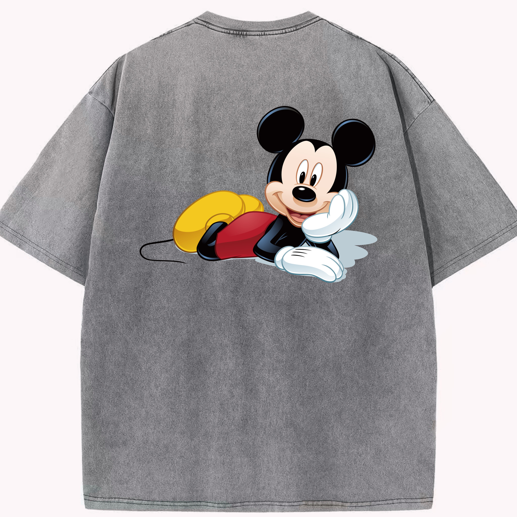 （画像用） ミッキーマウス Mickey Mouse 綿100% ヴィンテージ風 半袖Tシャツ（背面プリント）