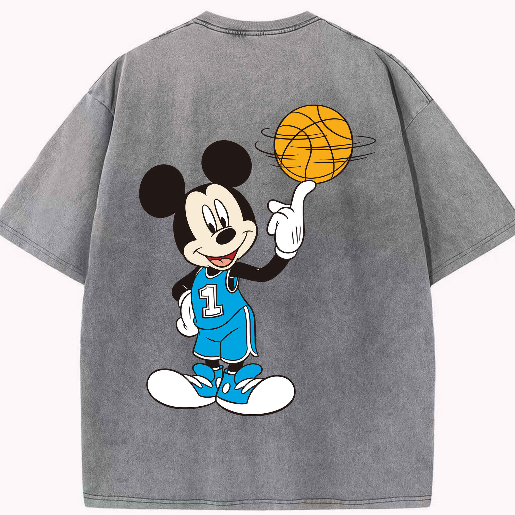 （画像用） ミッキーマウス Mickey Mouse 綿100% ヴィンテージ風 半袖Tシャツ（背面プリント）