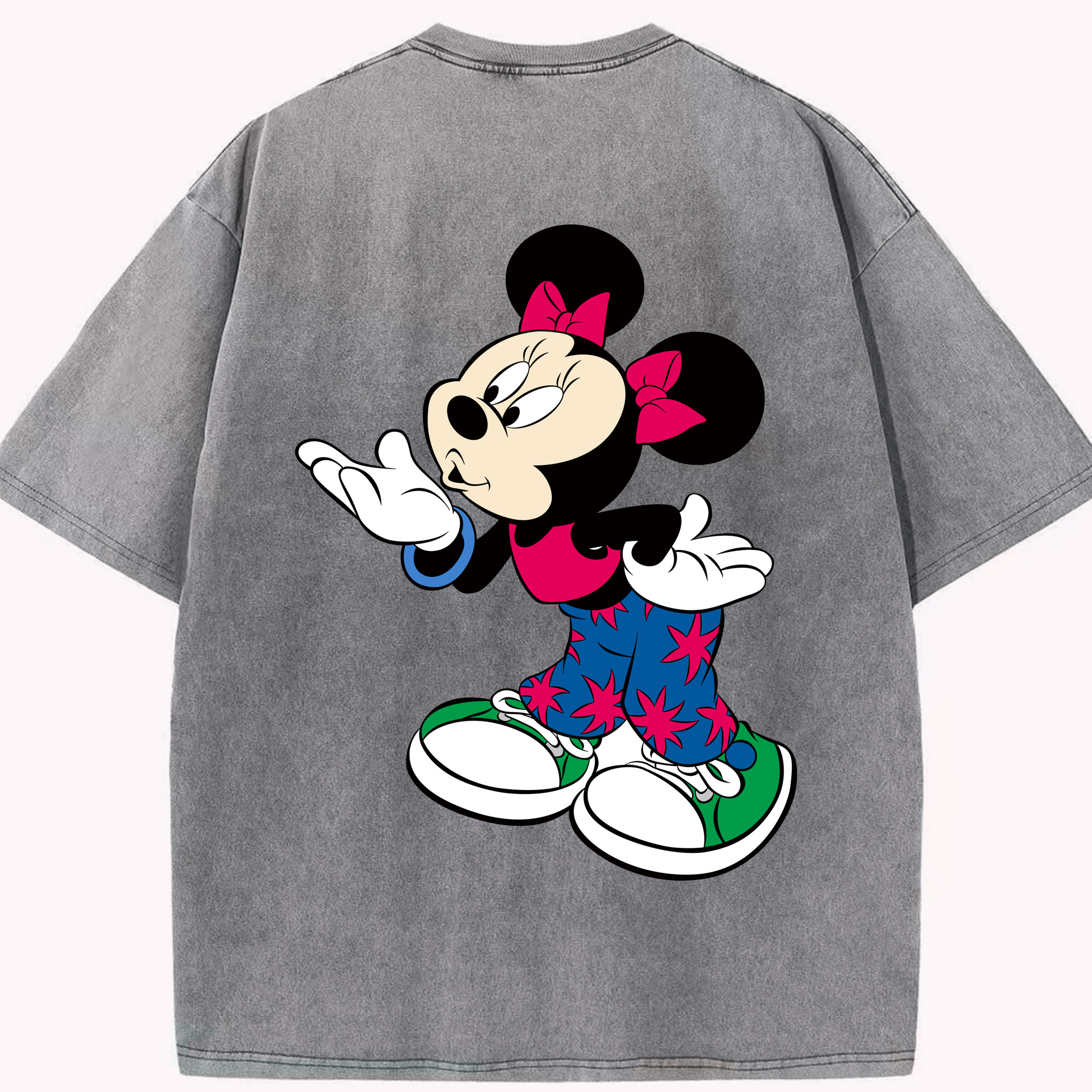 （画像用） ミッキーマウス Mickey Mouse 綿100% ヴィンテージ風 半袖Tシャツ（背面プリント）
