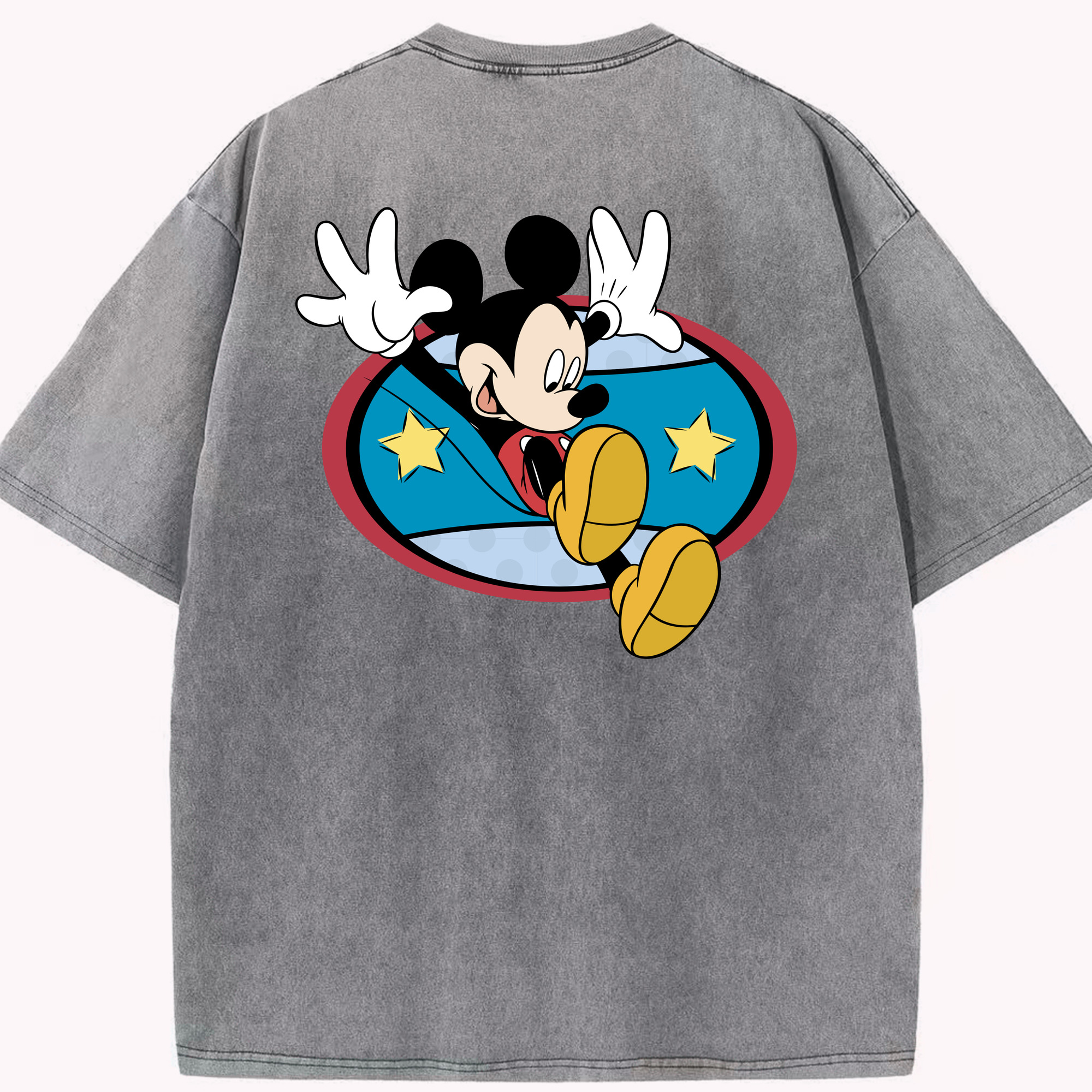 （画像用） ミッキーマウス Mickey Mouse 綿100% ヴィンテージ風 半袖Tシャツ（背面プリント）