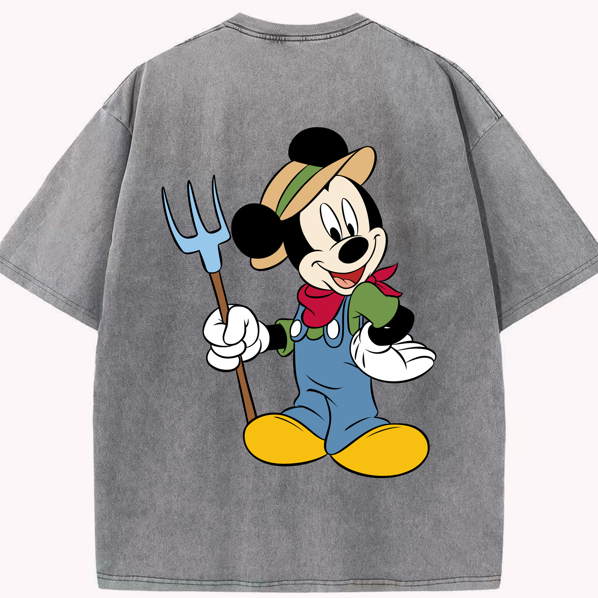 （画像用） ミッキーマウス Mickey Mouse 綿100% ヴィンテージ風 半袖Tシャツ（背面プリント）