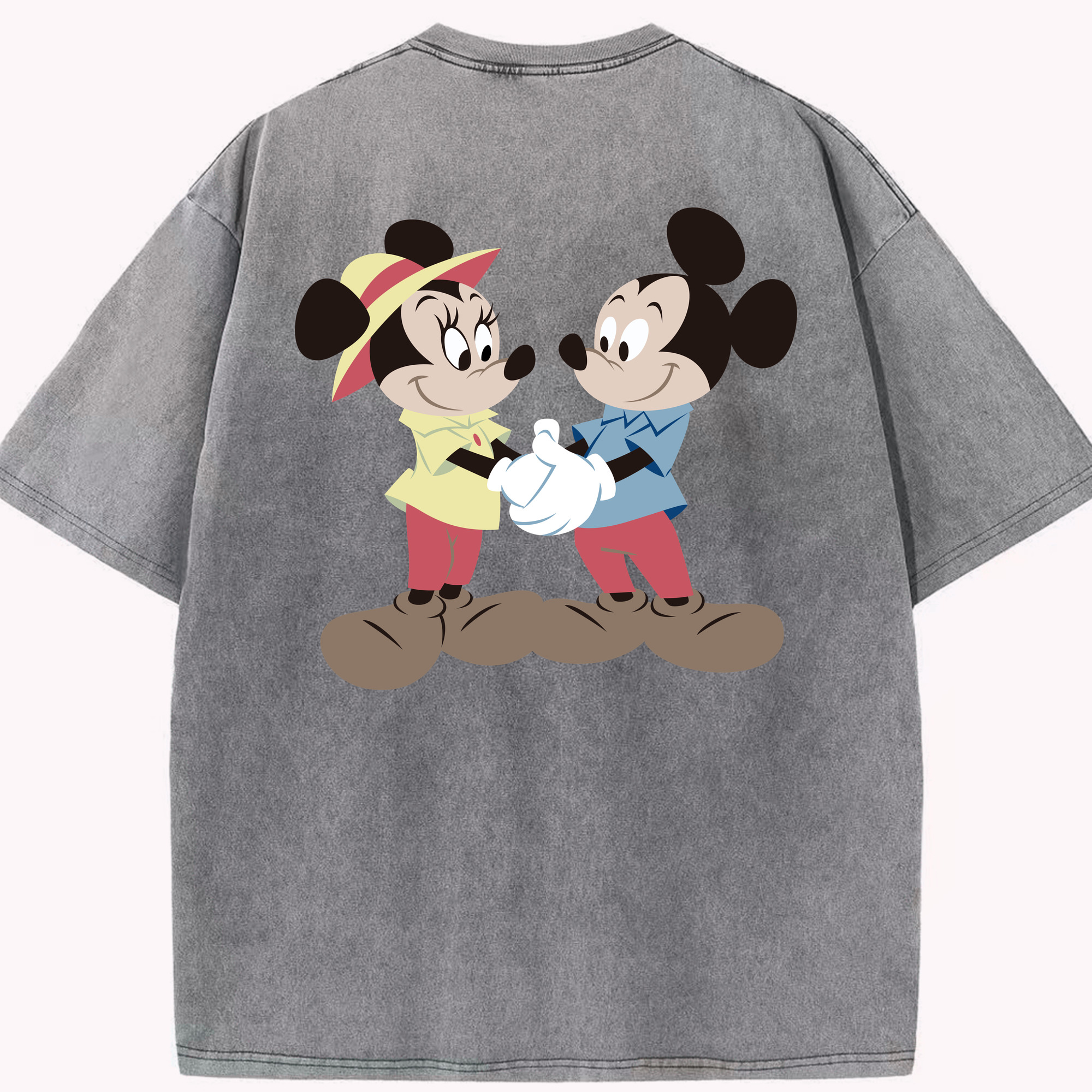 （画像用） ミッキーマウス Mickey Mouse 綿100% ヴィンテージ風 半袖Tシャツ（背面プリント）