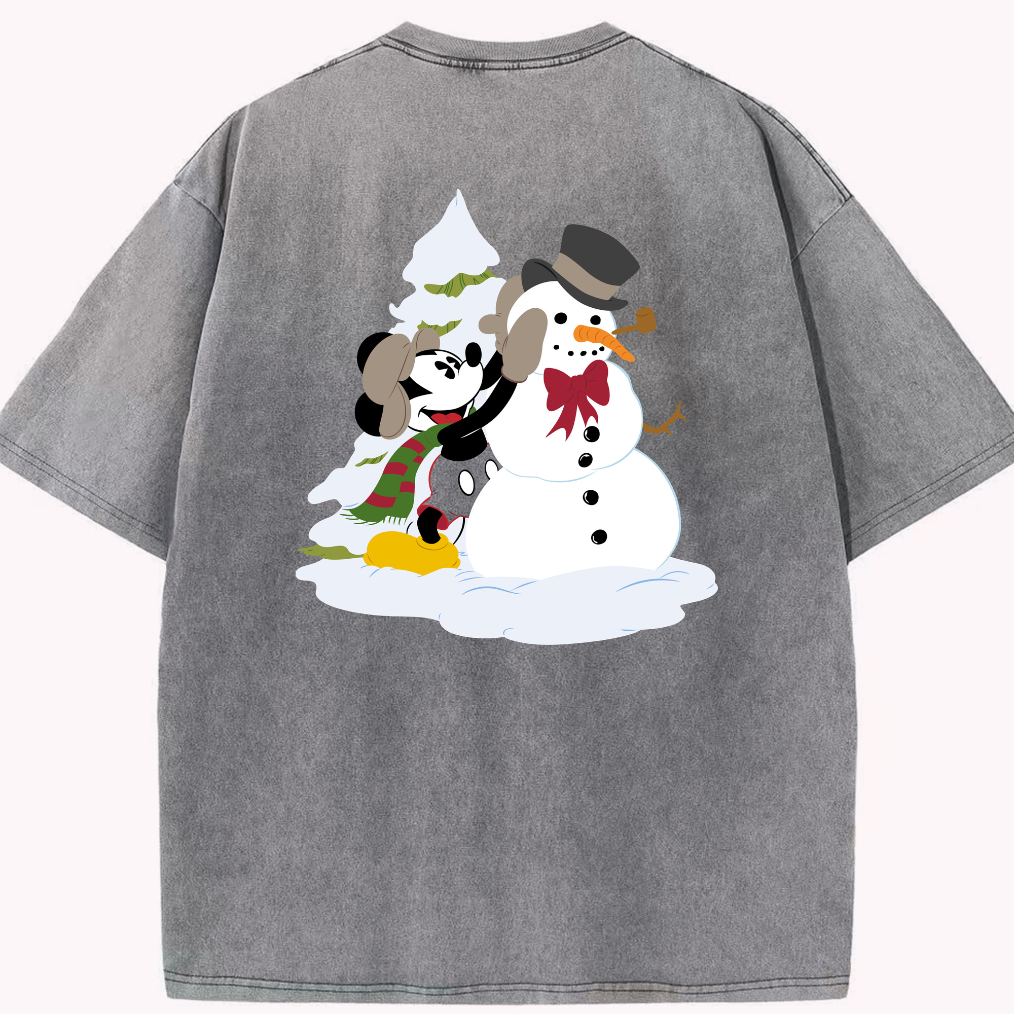 （画像用） ミッキーマウス Mickey Mouse 綿100% ヴィンテージ風 半袖Tシャツ（背面プリント）