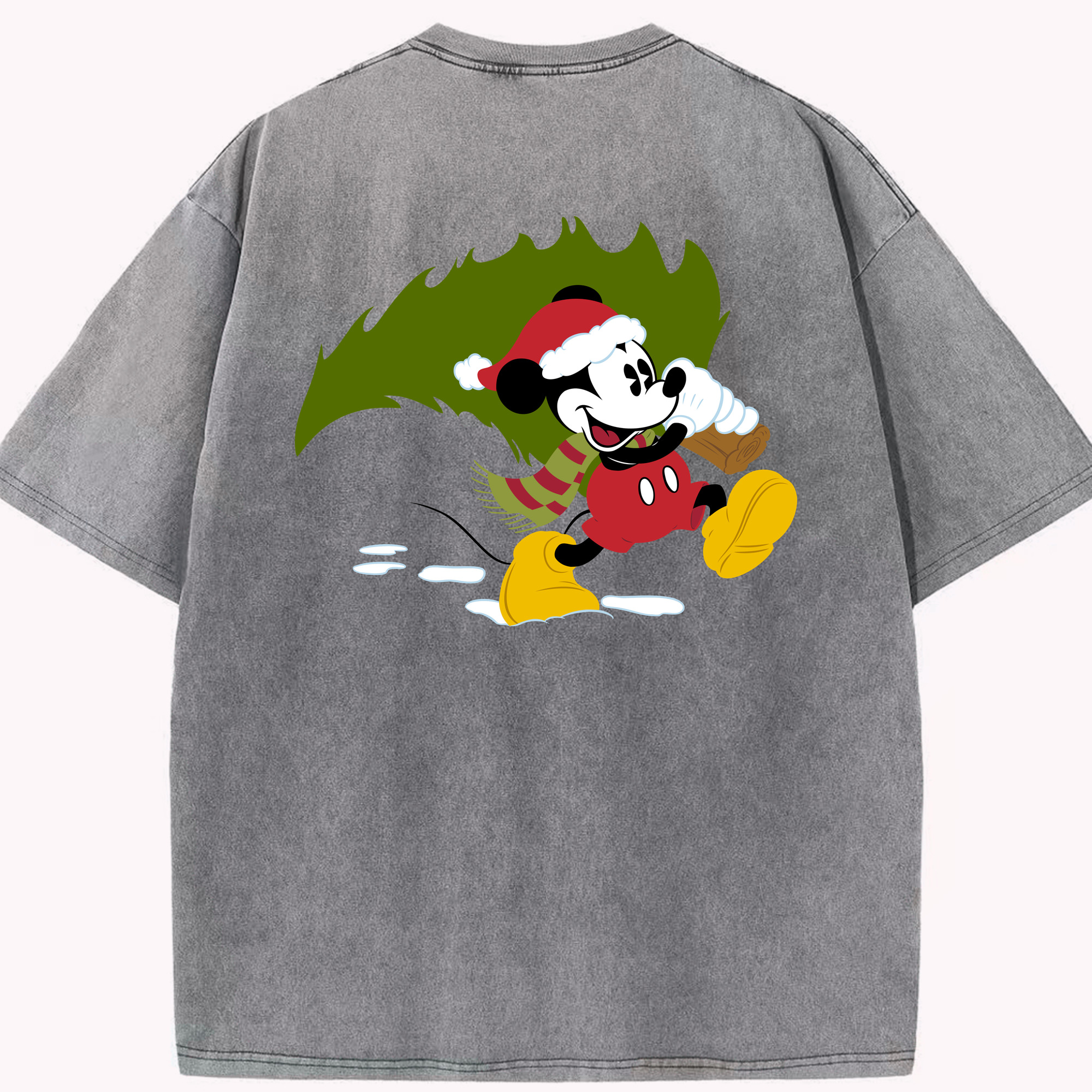 （画像用） ミッキーマウス Mickey Mouse 綿100% ヴィンテージ風 半袖Tシャツ（背面プリント）