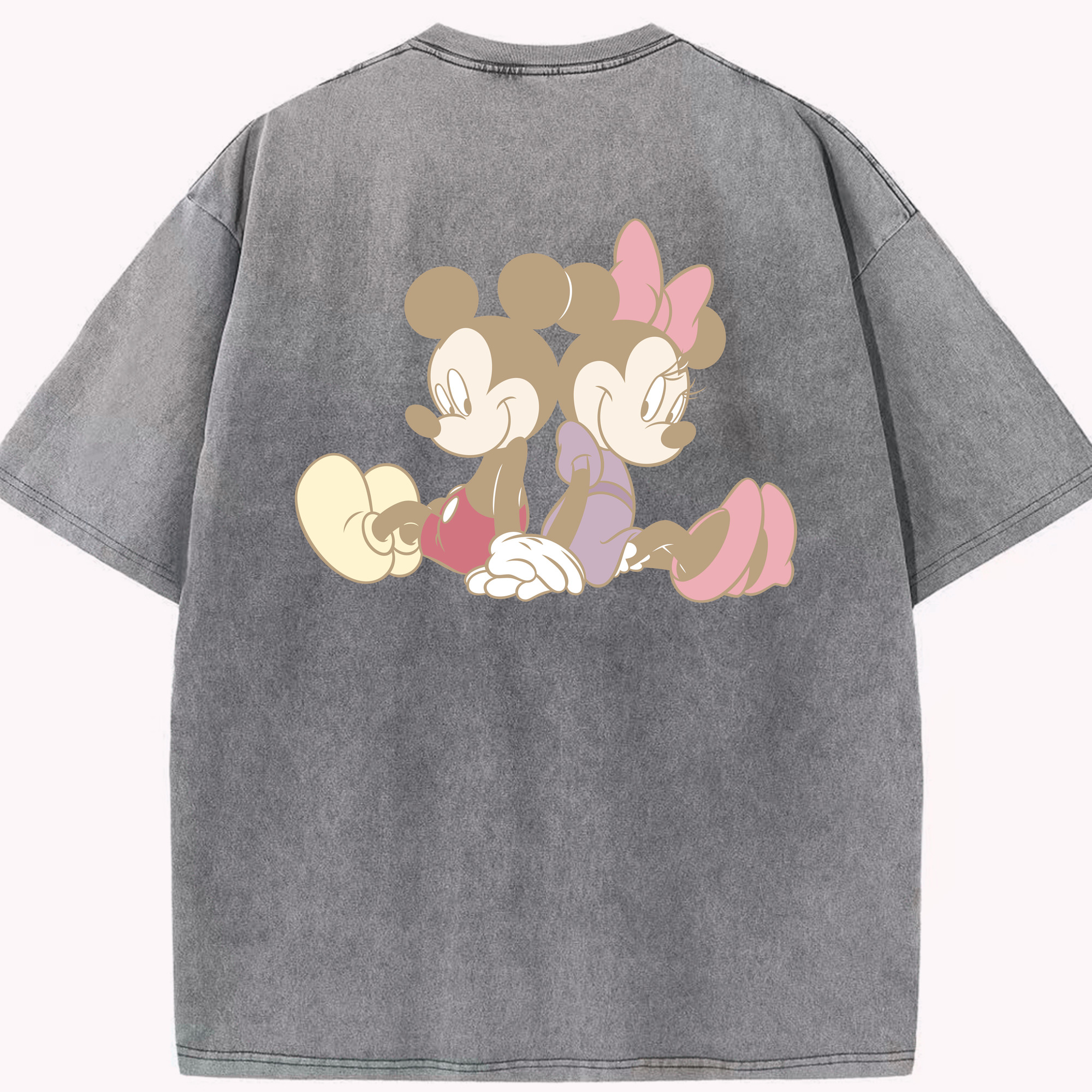 （画像用） ミッキーマウス Mickey Mouse 綿100% ヴィンテージ風 半袖Tシャツ（背面プリント）
