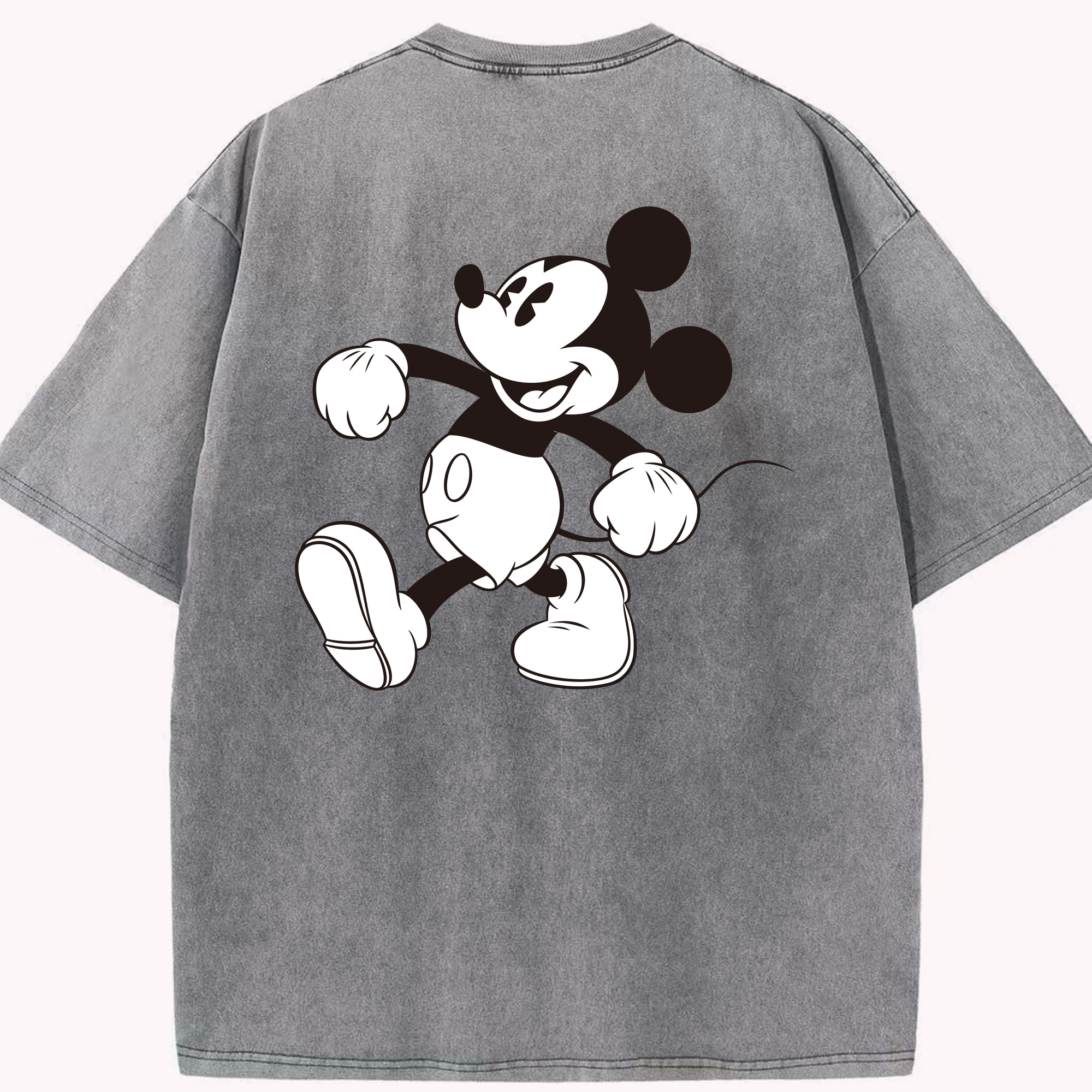 （画像用） ミッキーマウス Mickey Mouse 綿100% ヴィンテージ風 半袖Tシャツ（背面プリント）