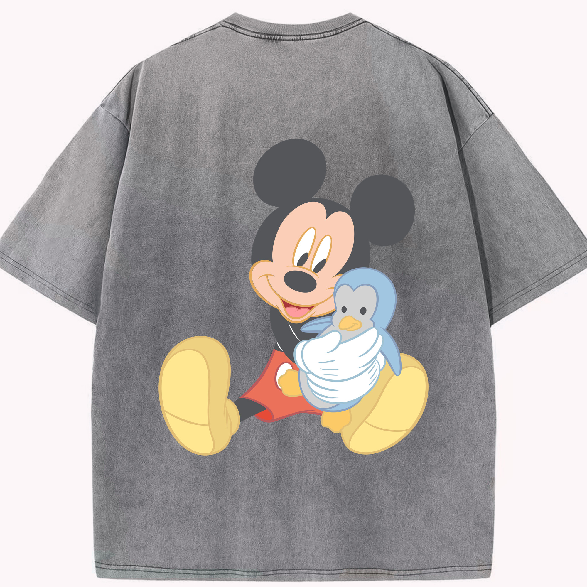 （画像用） ミッキーマウス Mickey Mouse 綿100% ヴィンテージ風 半袖Tシャツ（背面プリント）