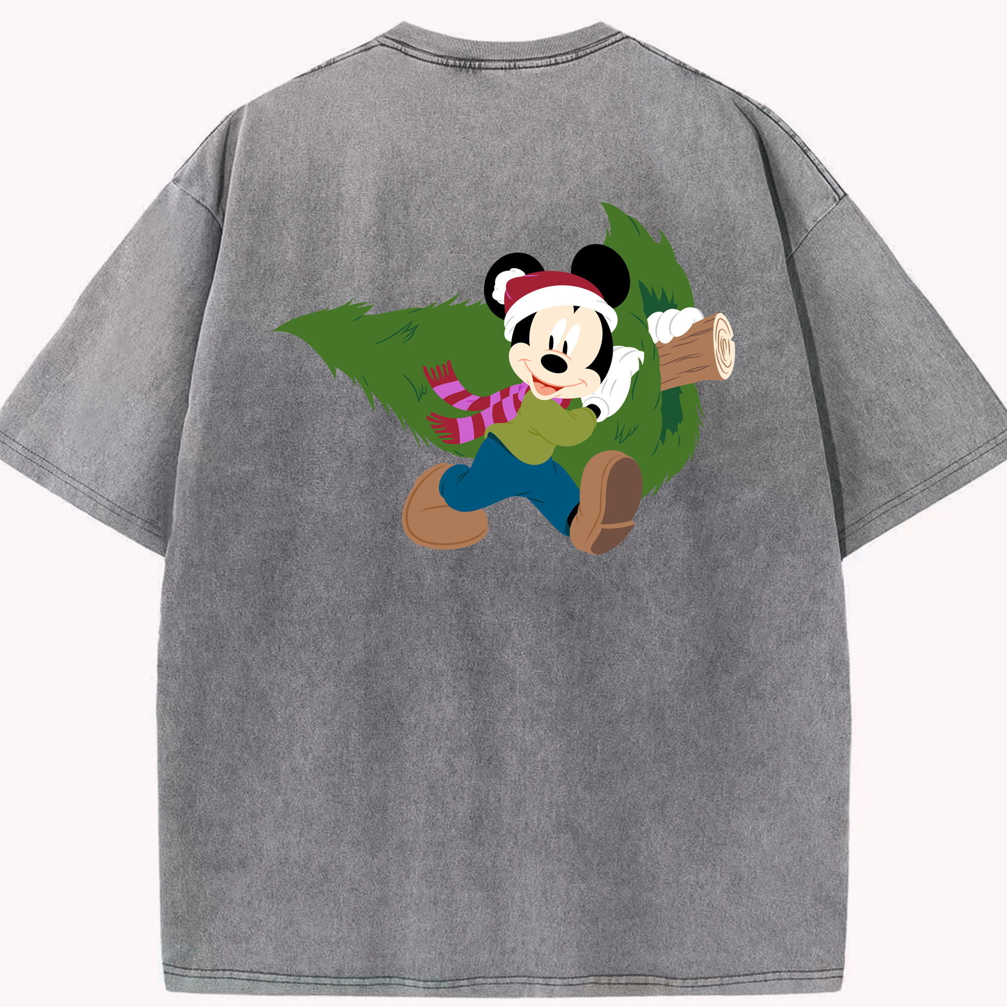 （画像用） ミッキーマウス Mickey Mouse 綿100% ヴィンテージ風 半袖Tシャツ（背面プリント）