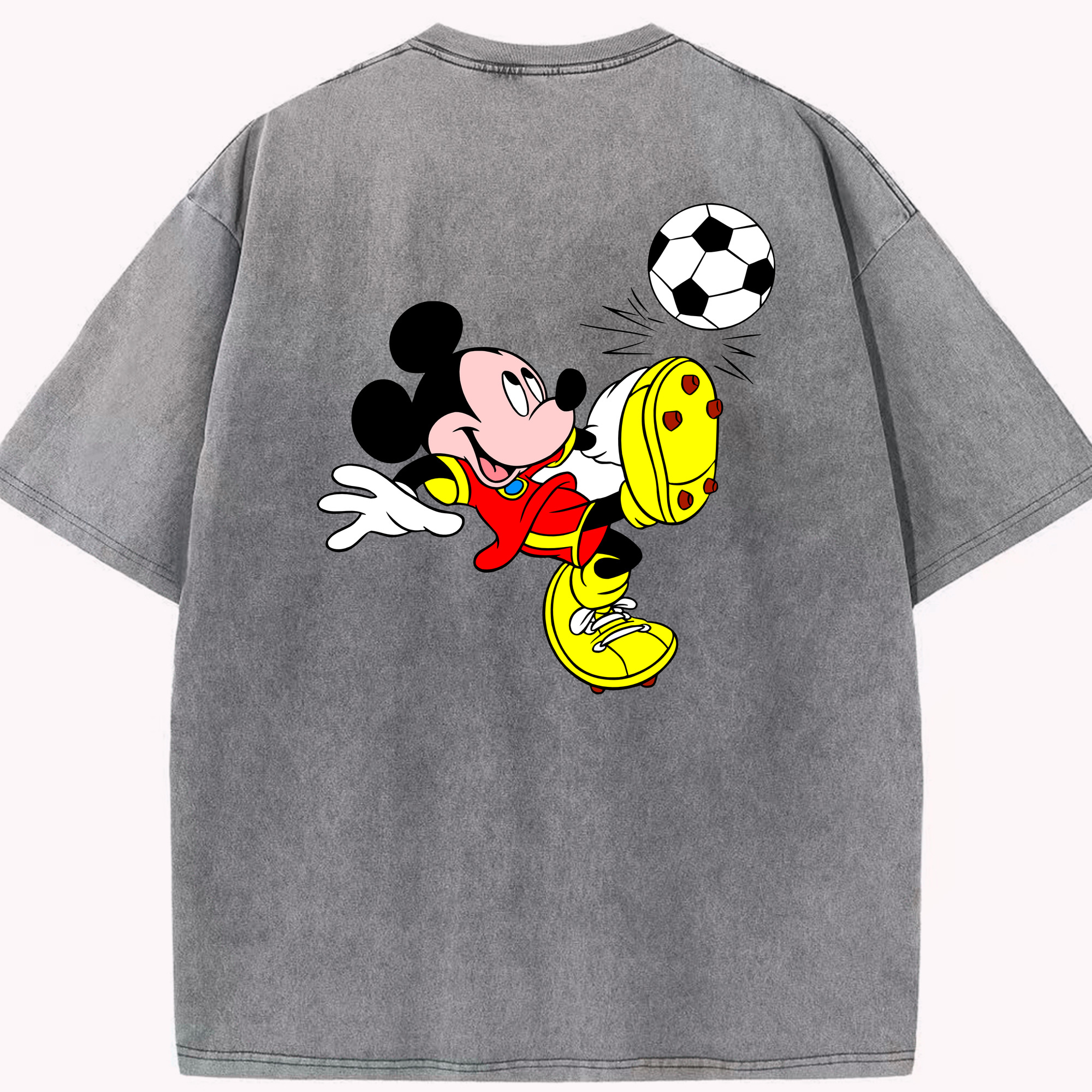 （画像用） ミッキーマウス Mickey Mouse 綿100% ヴィンテージ風 半袖Tシャツ（背面プリント）