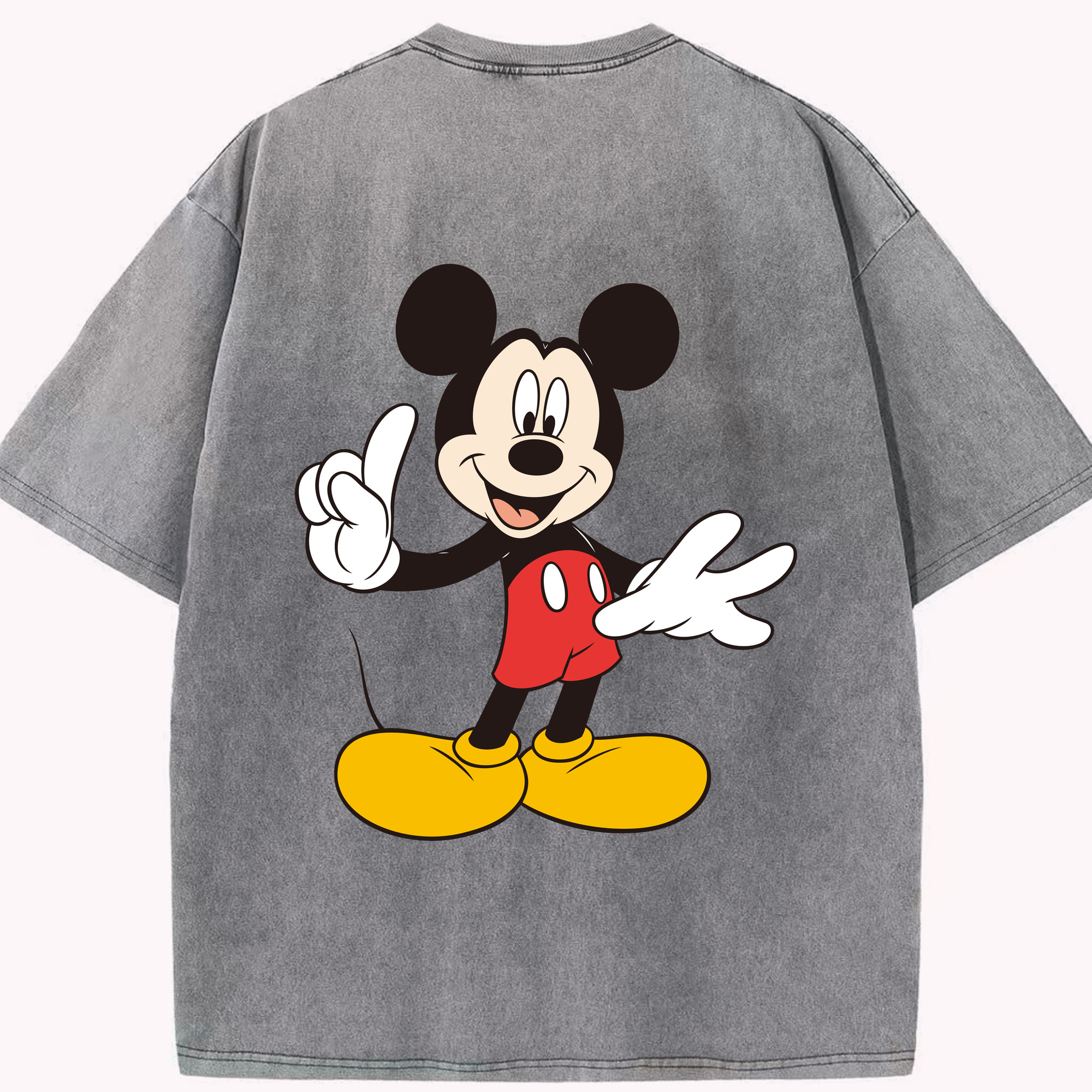 （画像用） ミッキーマウス Mickey Mouse 綿100% ヴィンテージ風 半袖Tシャツ（背面プリント）