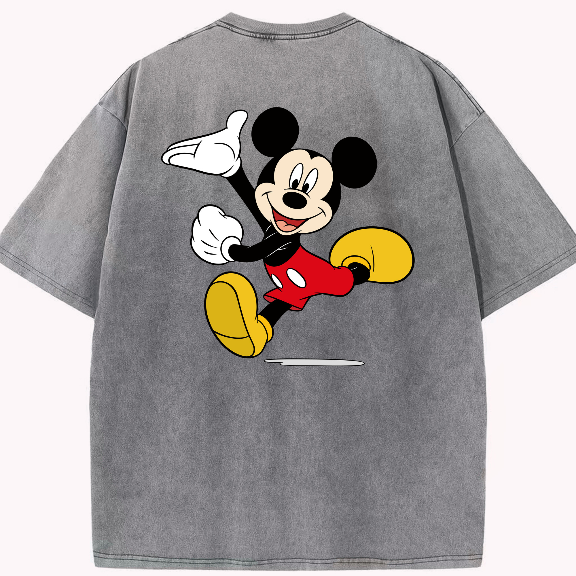 （画像用） ミッキーマウス Mickey Mouse 綿100% ヴィンテージ風 半袖Tシャツ（背面プリント）