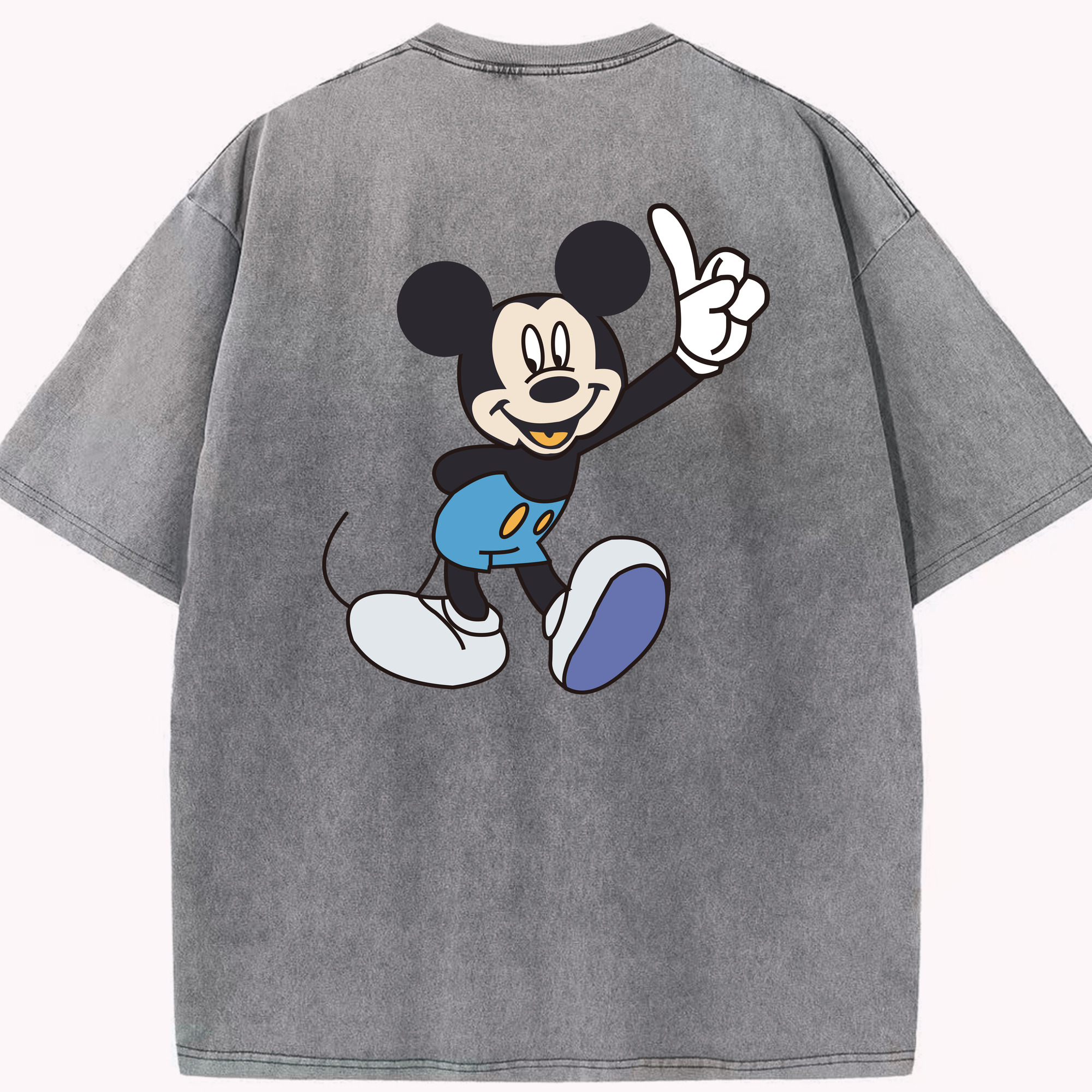 （画像用） ミッキーマウス Mickey Mouse 綿100% ヴィンテージ風 半袖Tシャツ（背面プリント）